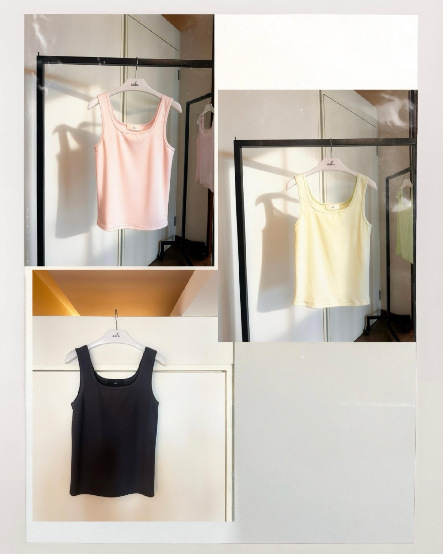 aalis MARITA SS26 square neck ribbed tank (Lime)