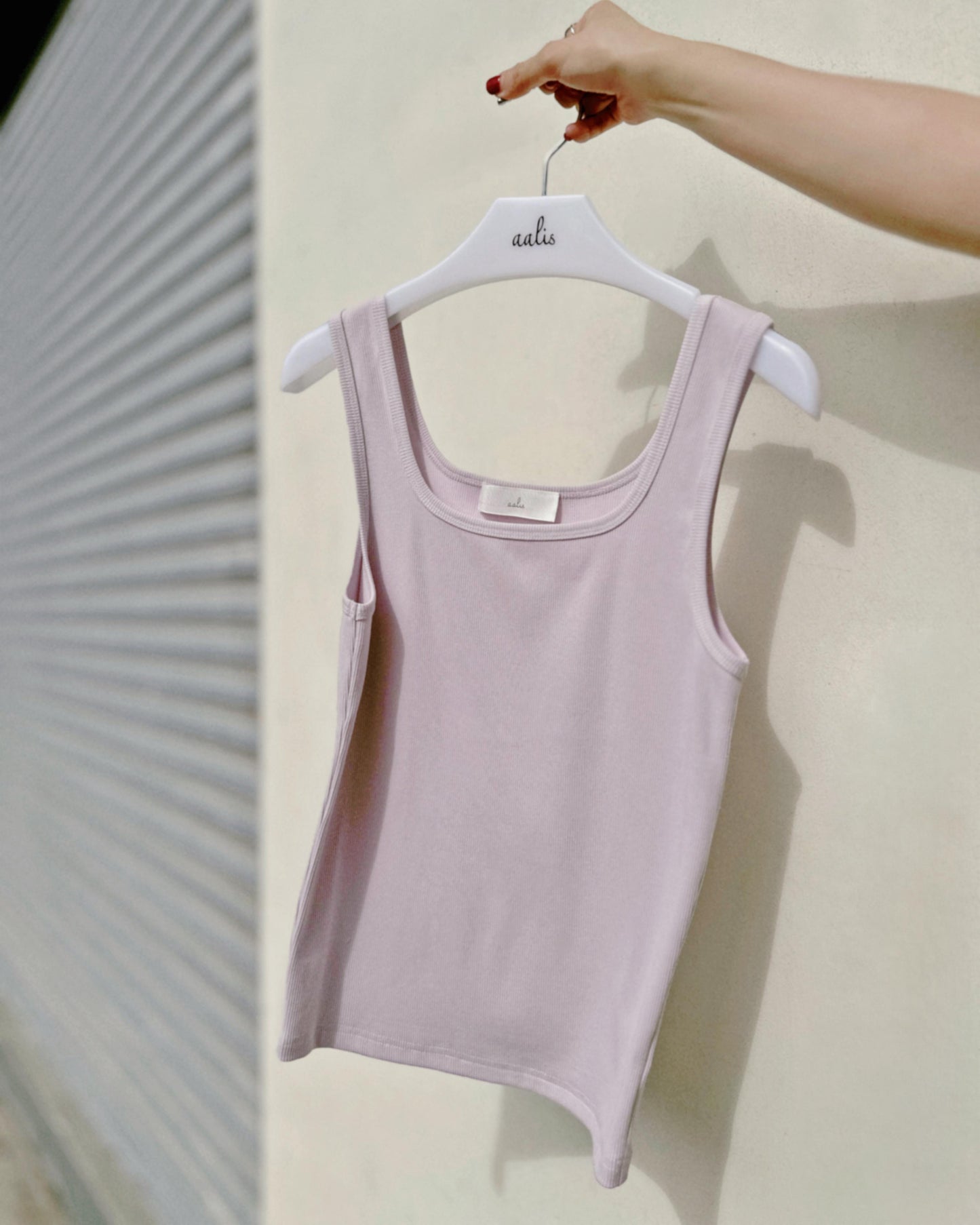 aalis MARITA SS26 square neck ribbed tank (Lt Pink)