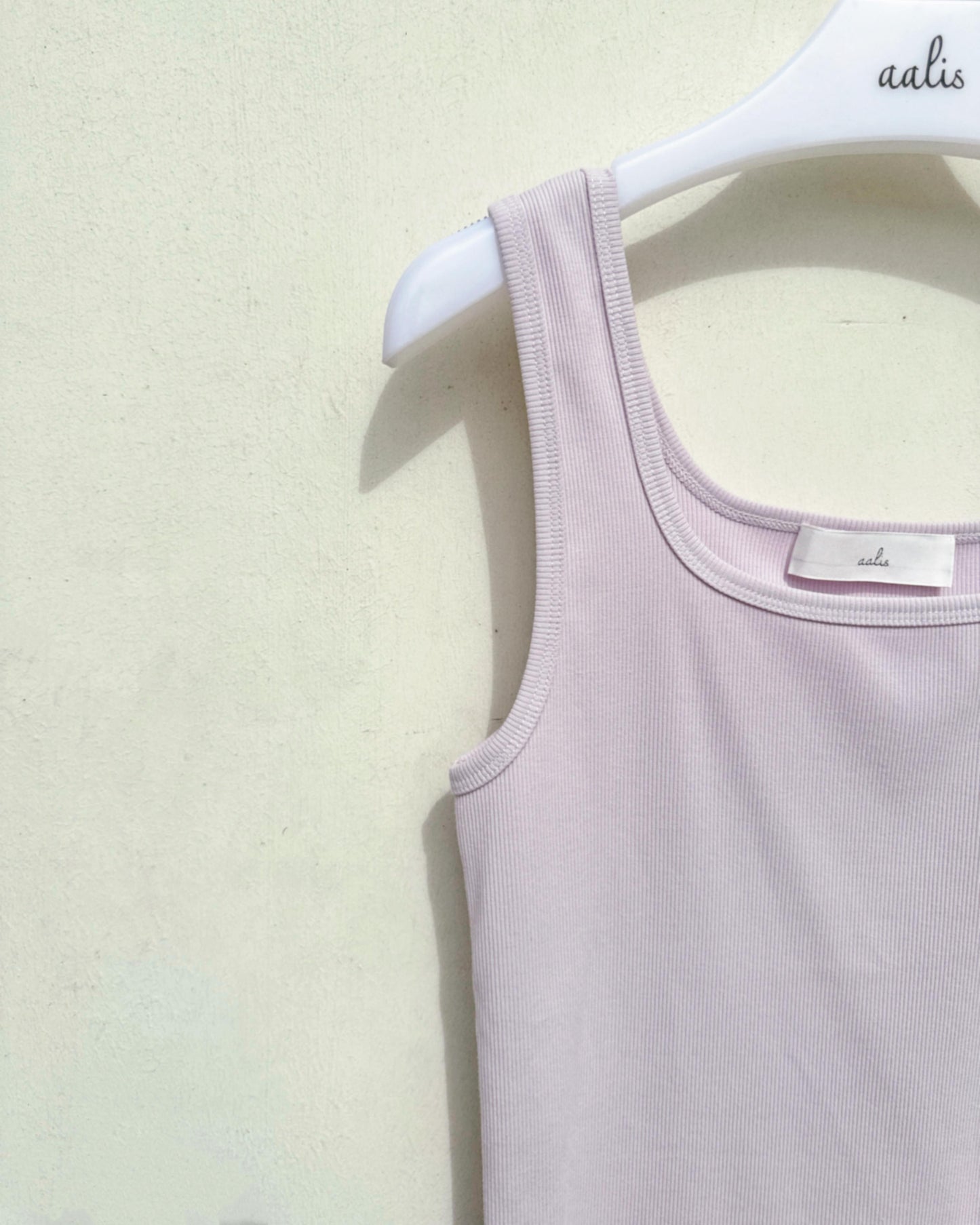 aalis MARITA SS26 square neck ribbed tank (Lt Pink)