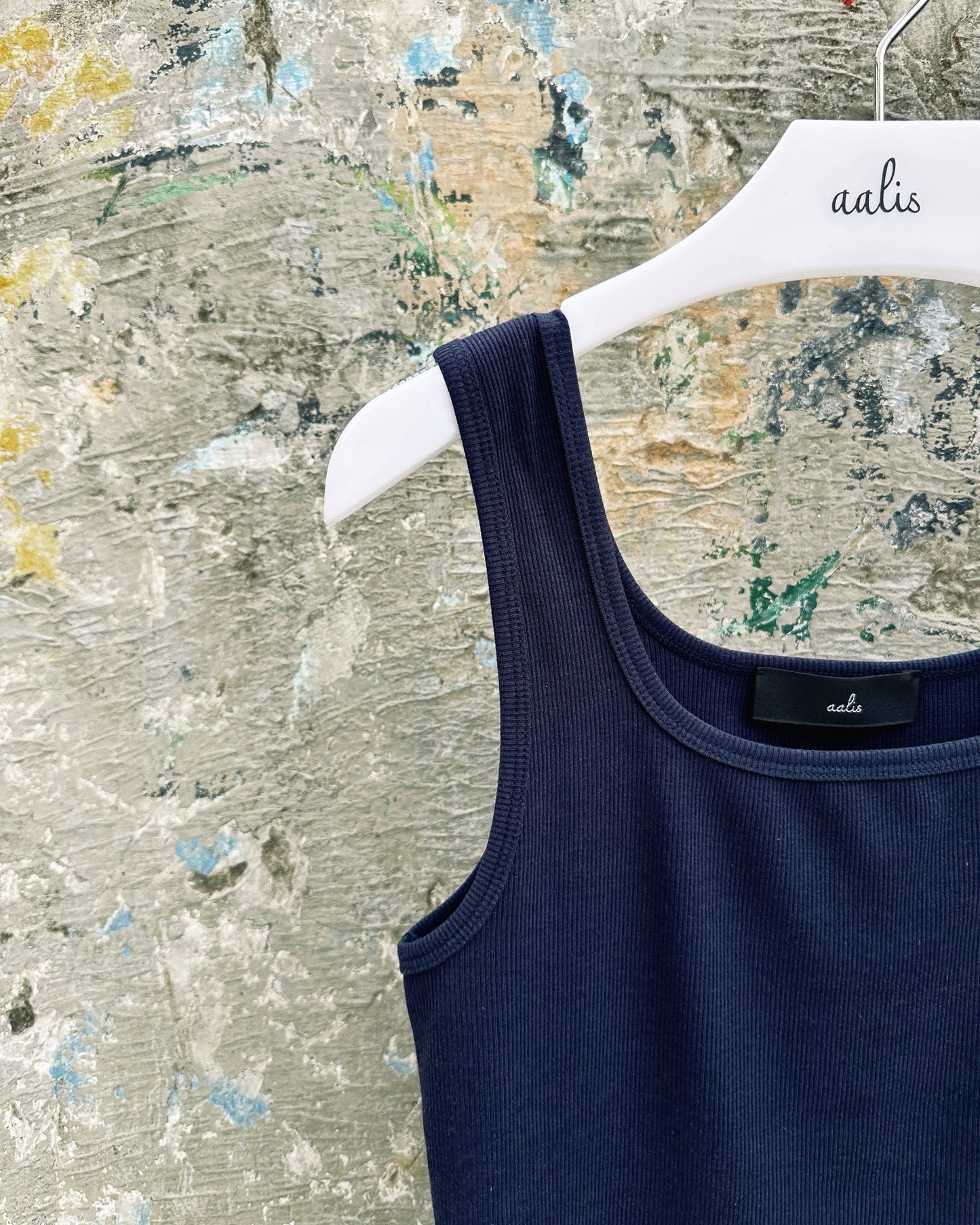 aalis MARITA SS26 square neck ribbed tank (Navy)