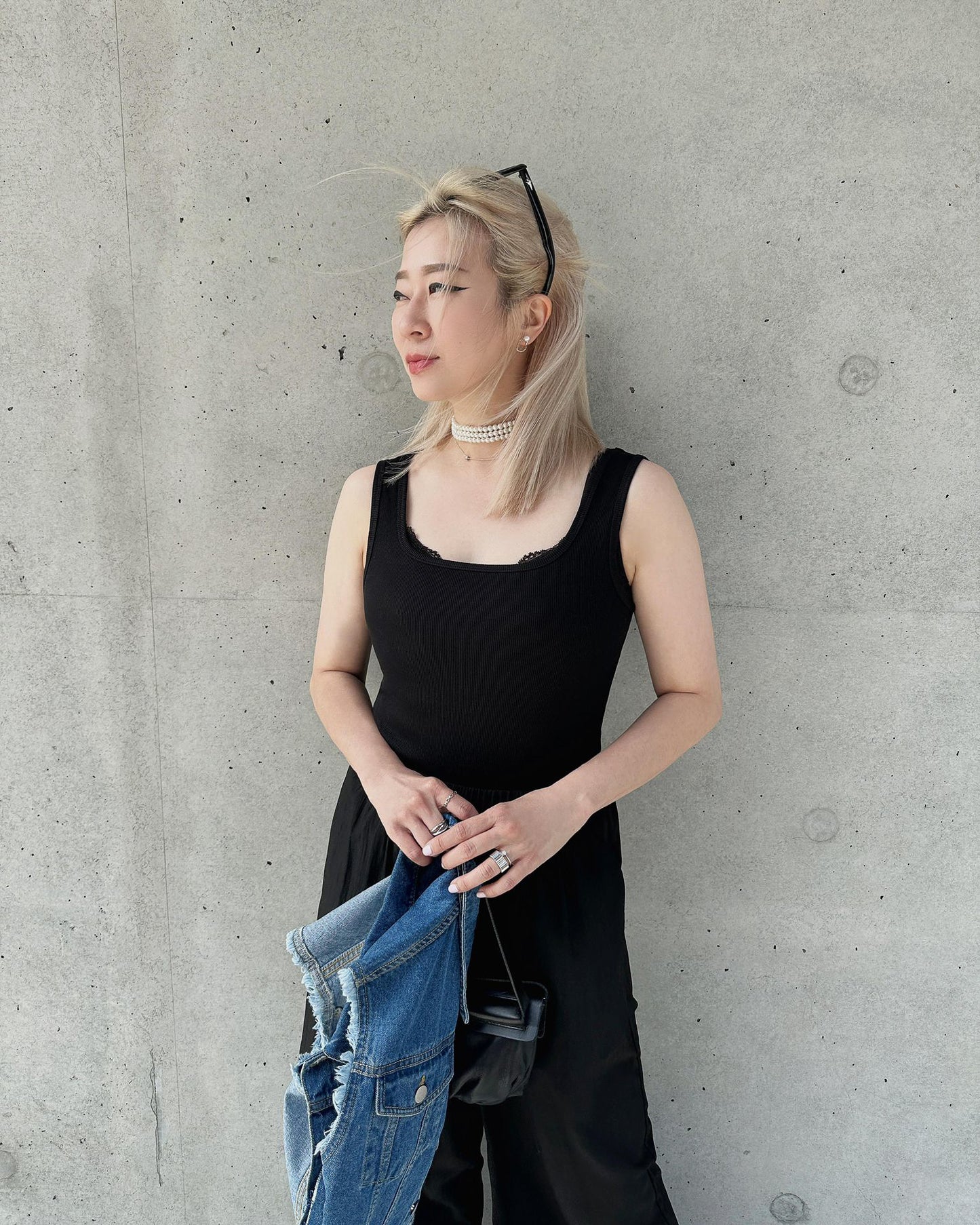 aalis MARITA FW25 square neck ribbed tank (Black)