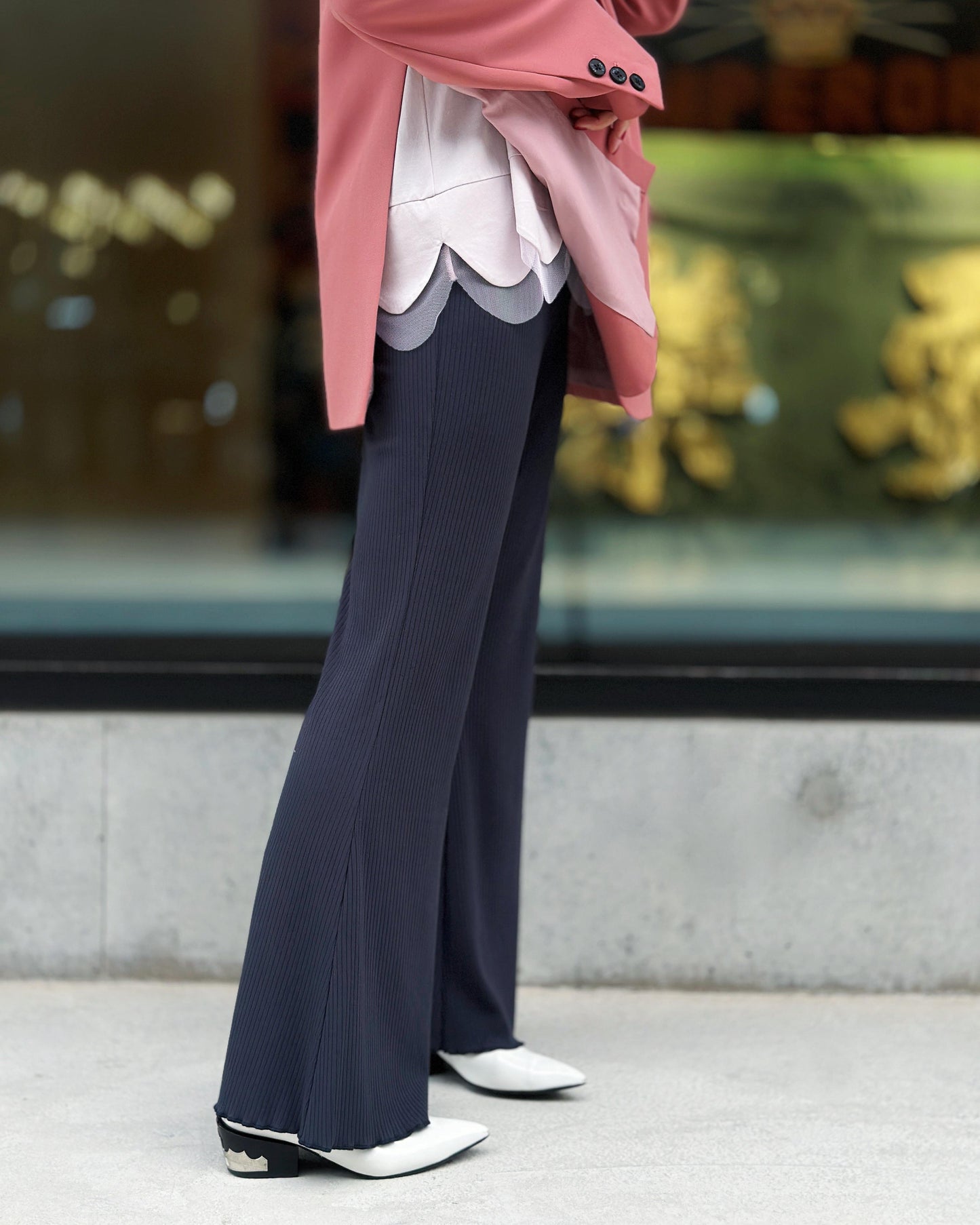 aalis DENIA T ruffle hem pants (Dark Blue)