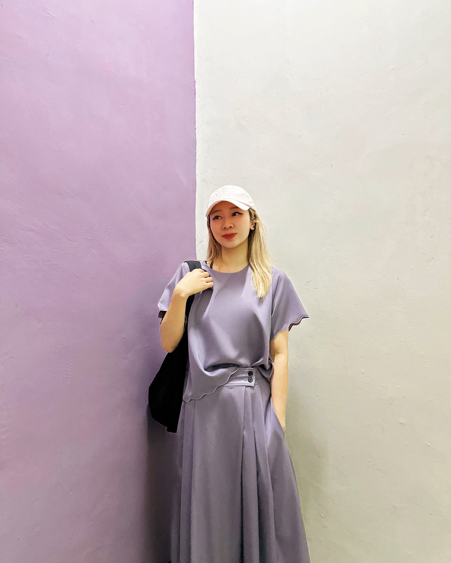aalis ABIAH SOLID SS26 scallop edge top (Purple Grey)