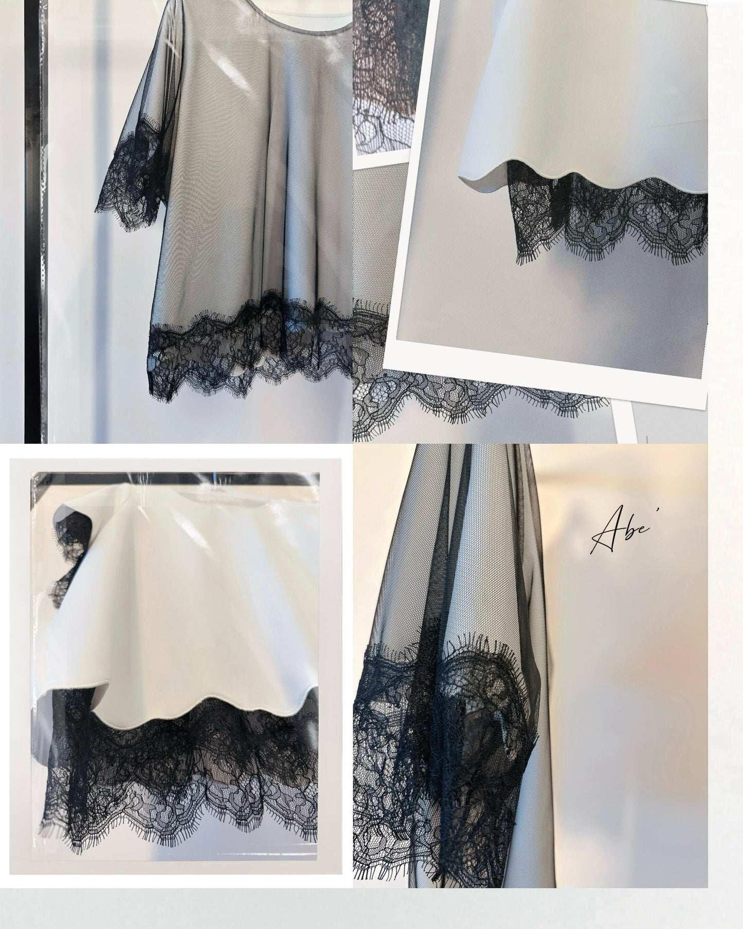(Pre-order) aalis ABE SS26 scallop edge lace trim top (White Black)