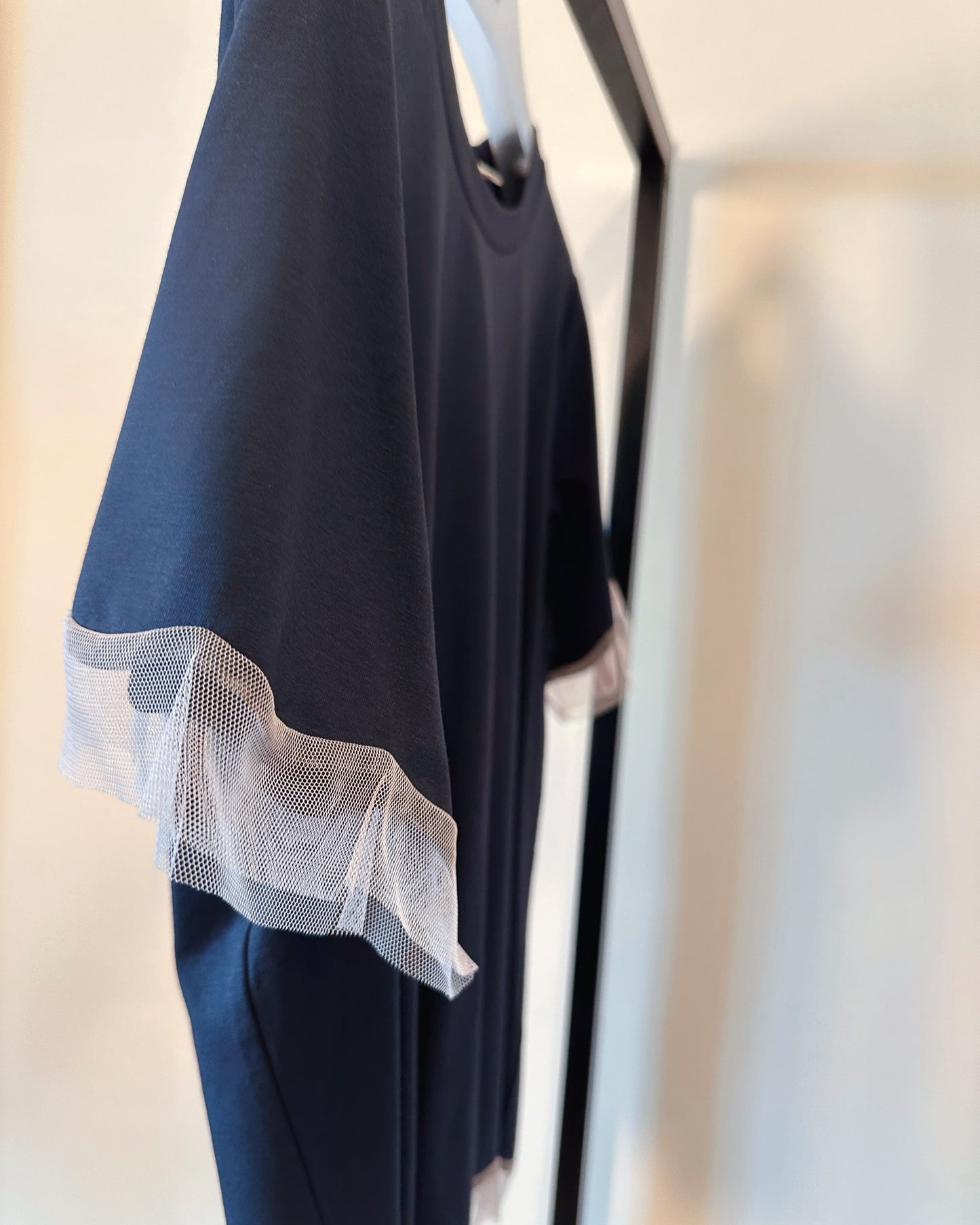 aalis PALLAS SS26 mesh scallop hem S/S tee (Dark Blue)