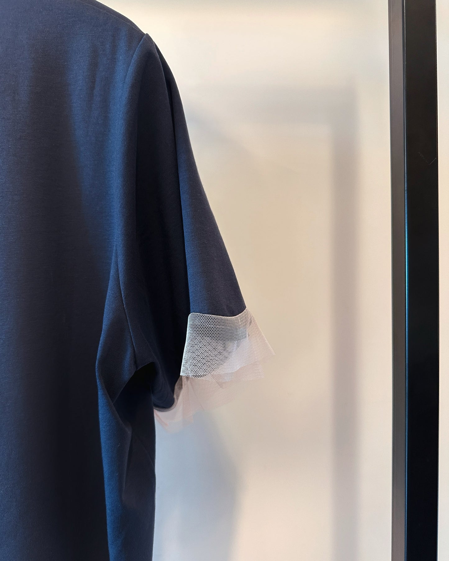 aalis PALLAS SS26 mesh scallop hem S/S tee (Dark Blue)