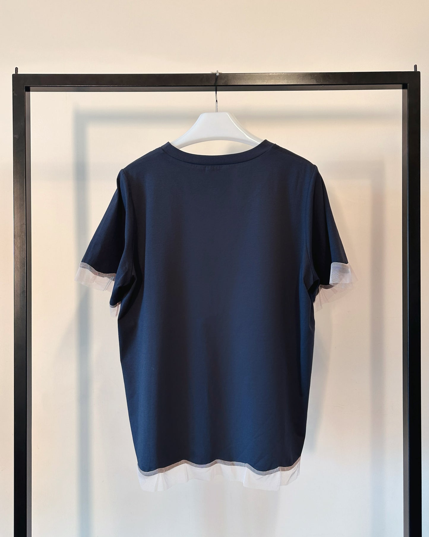 aalis PALLAS SS26 mesh scallop hem S/S tee (Dark Blue)