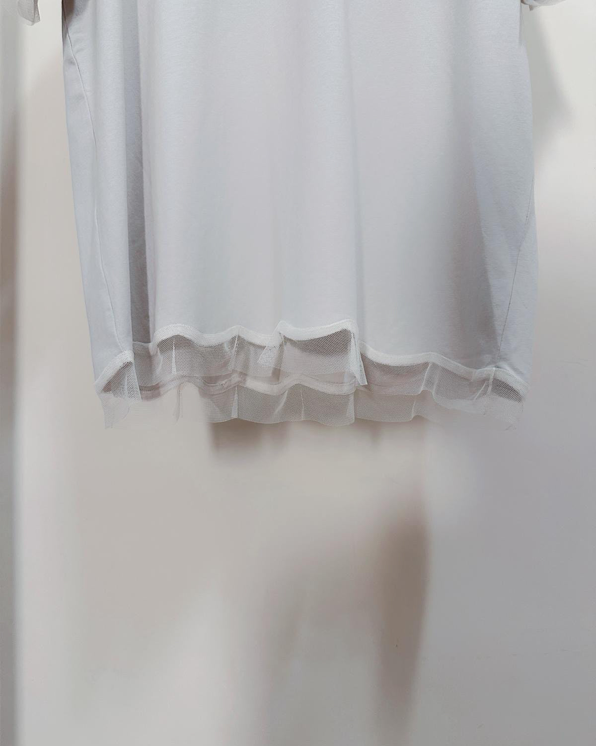 aalis PALLAS SS26 mesh scallop hem S/S tee (Light Grey)