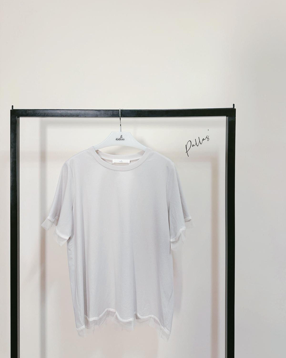 aalis PALLAS SS26 mesh scallop hem S/S tee (Light Grey)