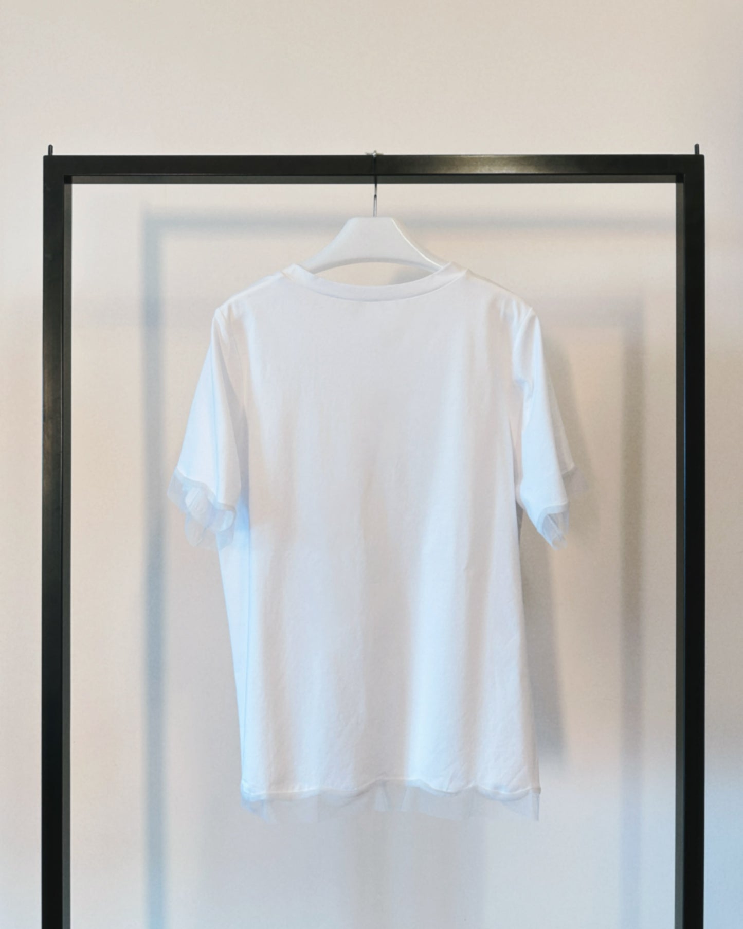 aalis PALLAS SS26 mesh scallop hem S/S tee (White)