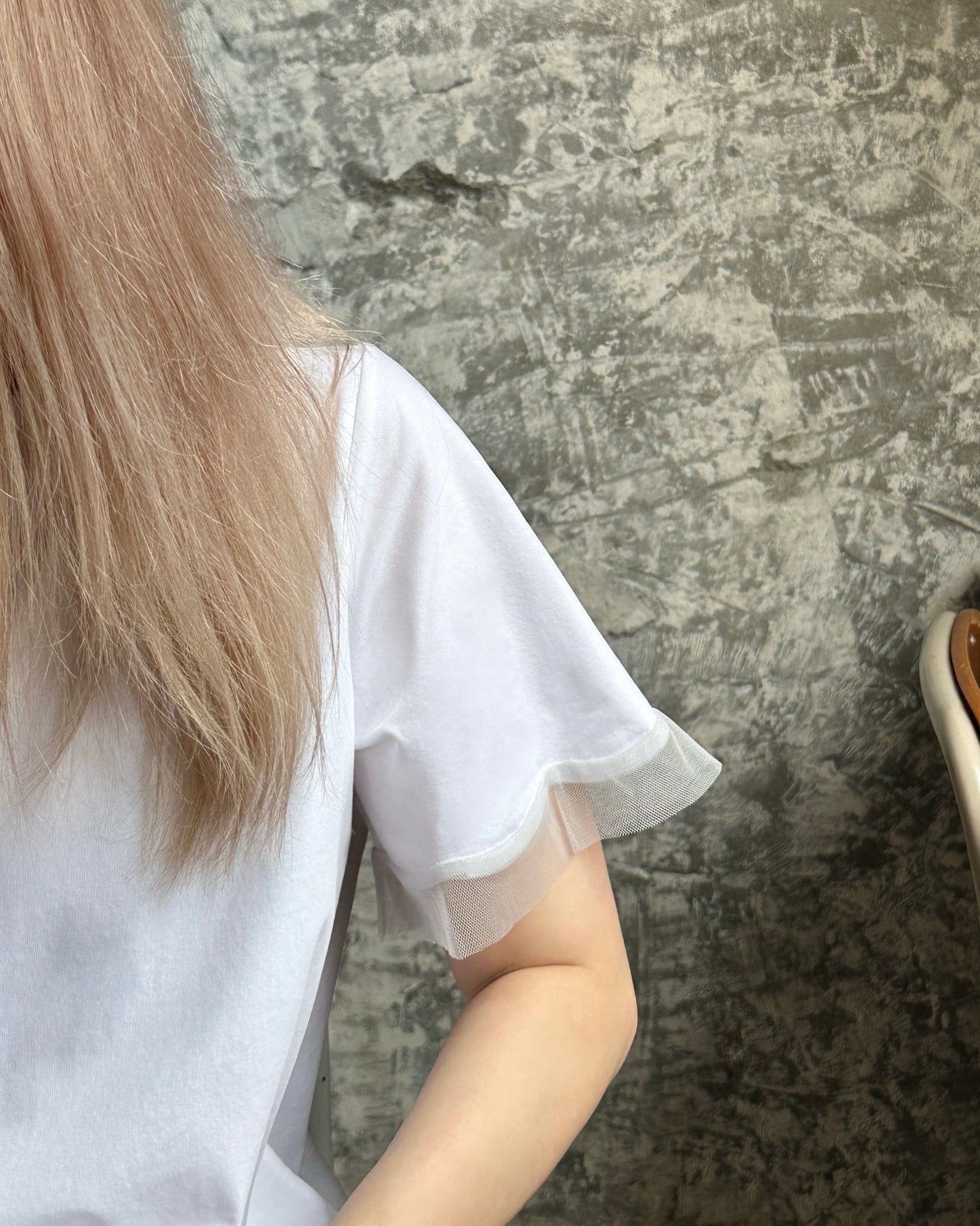 aalis PALLAS SS26 mesh scallop hem S/S tee (White)