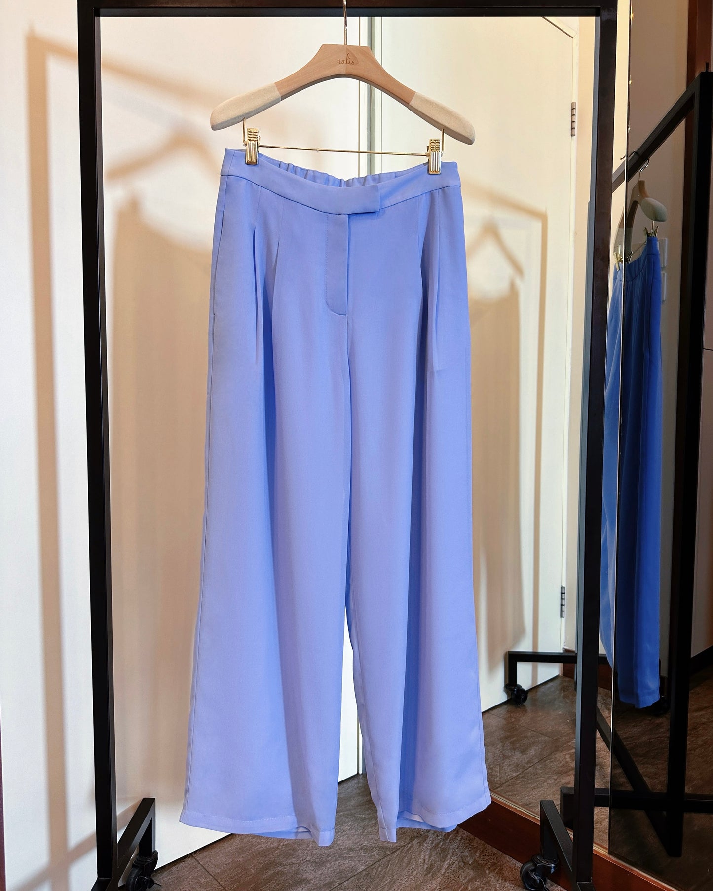 aalis SAB SS26 full lining chiffon pants (Blue Denim)