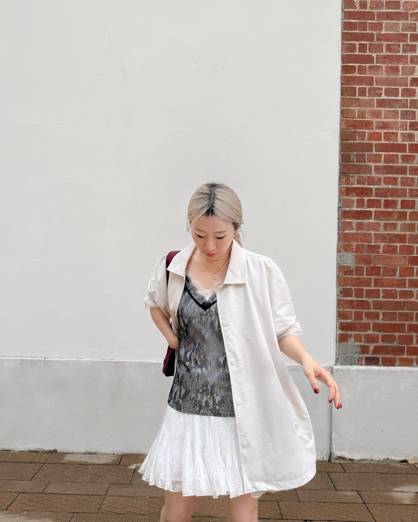 aalis FAYOLA LACE godet lace skirt (White)