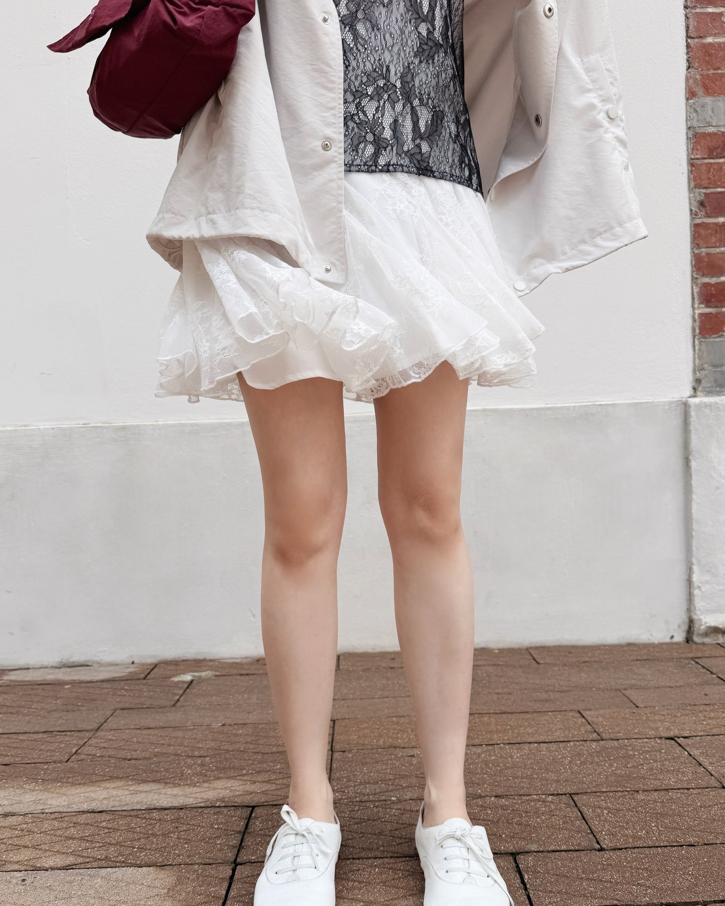 aalis FAYOLA LACE godet lace skirt (White)
