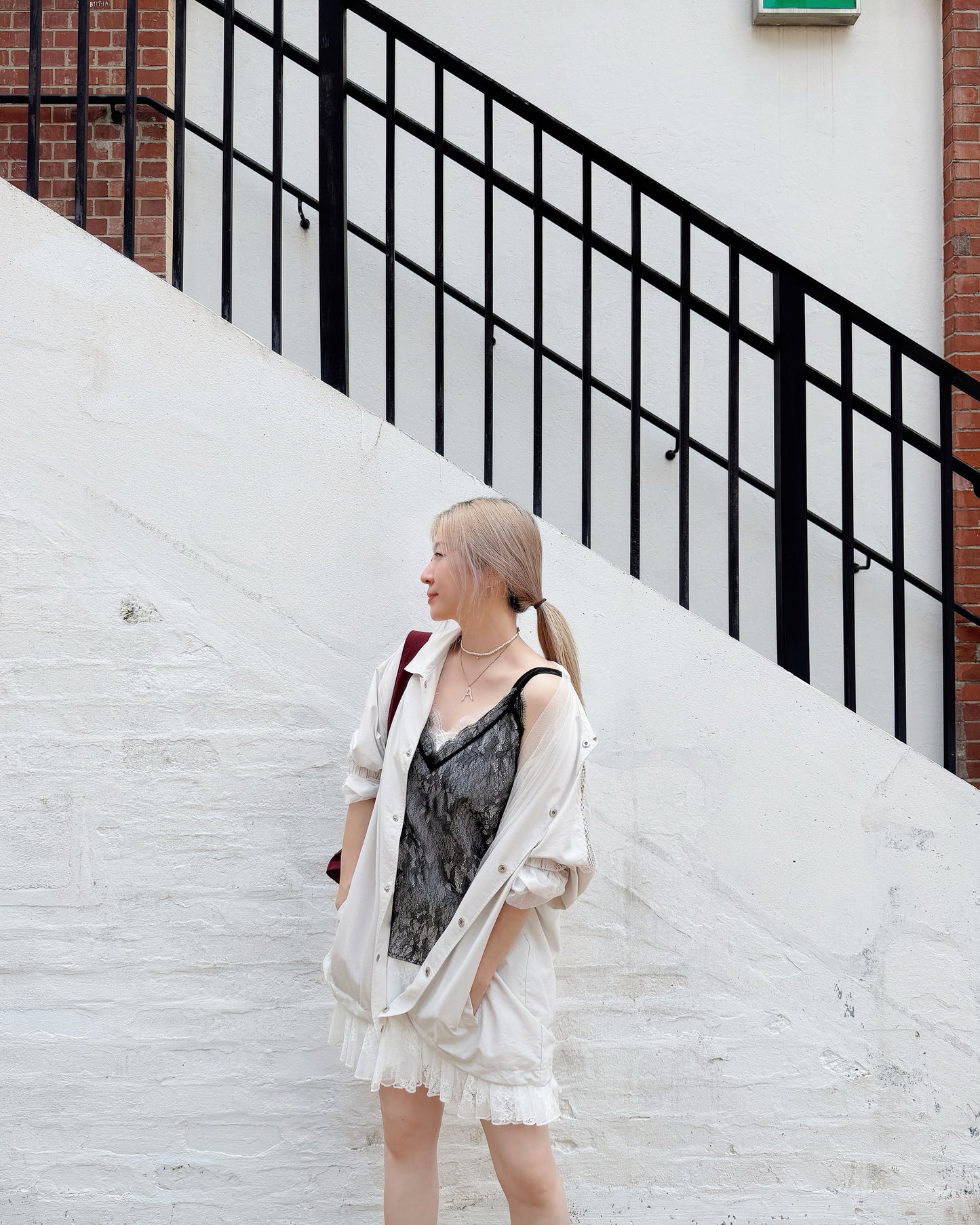 aalis FAYOLA LACE godet lace skirt (White)