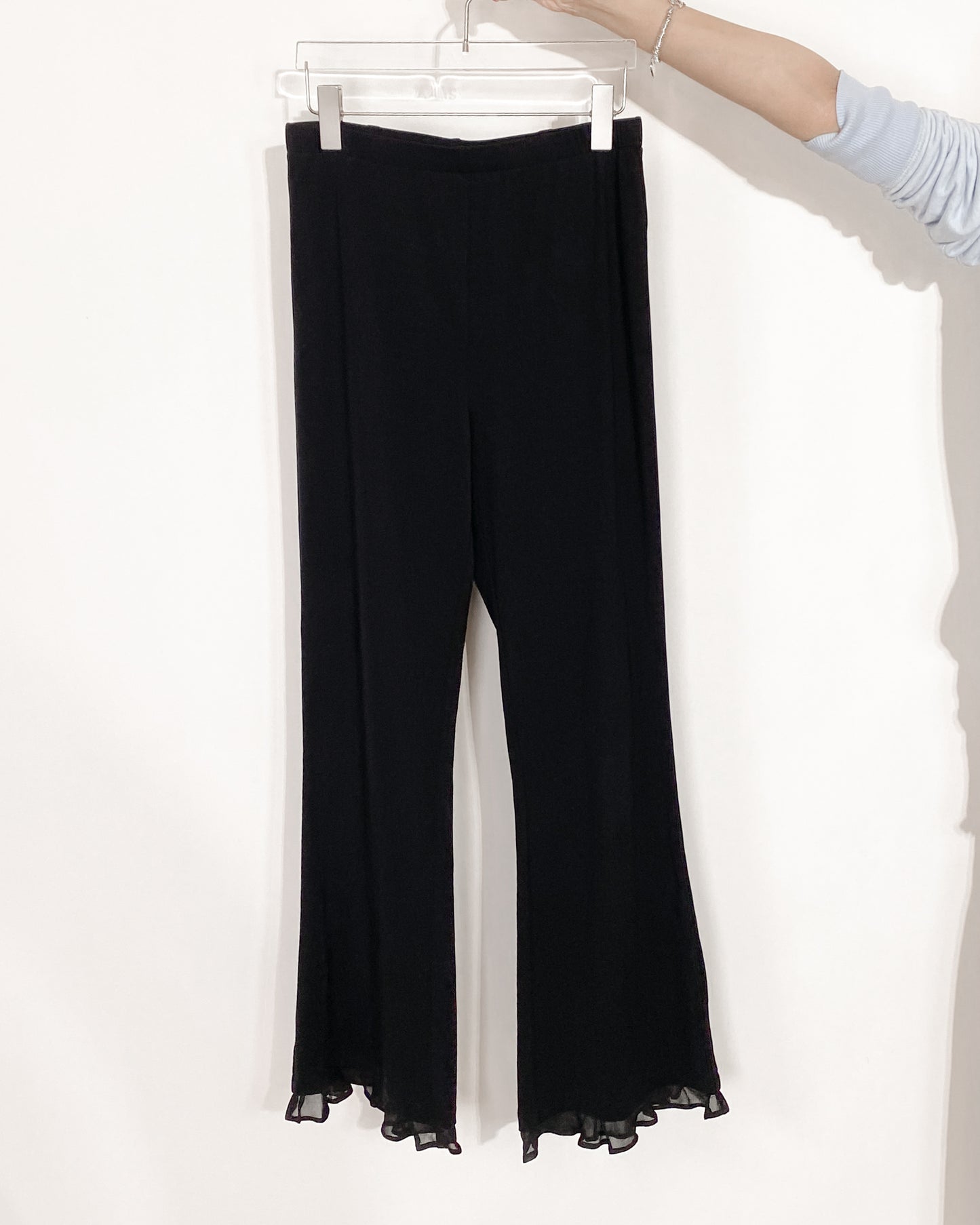 aalis DAMIEN FW25 chiffon ruffle hem pants (Black)