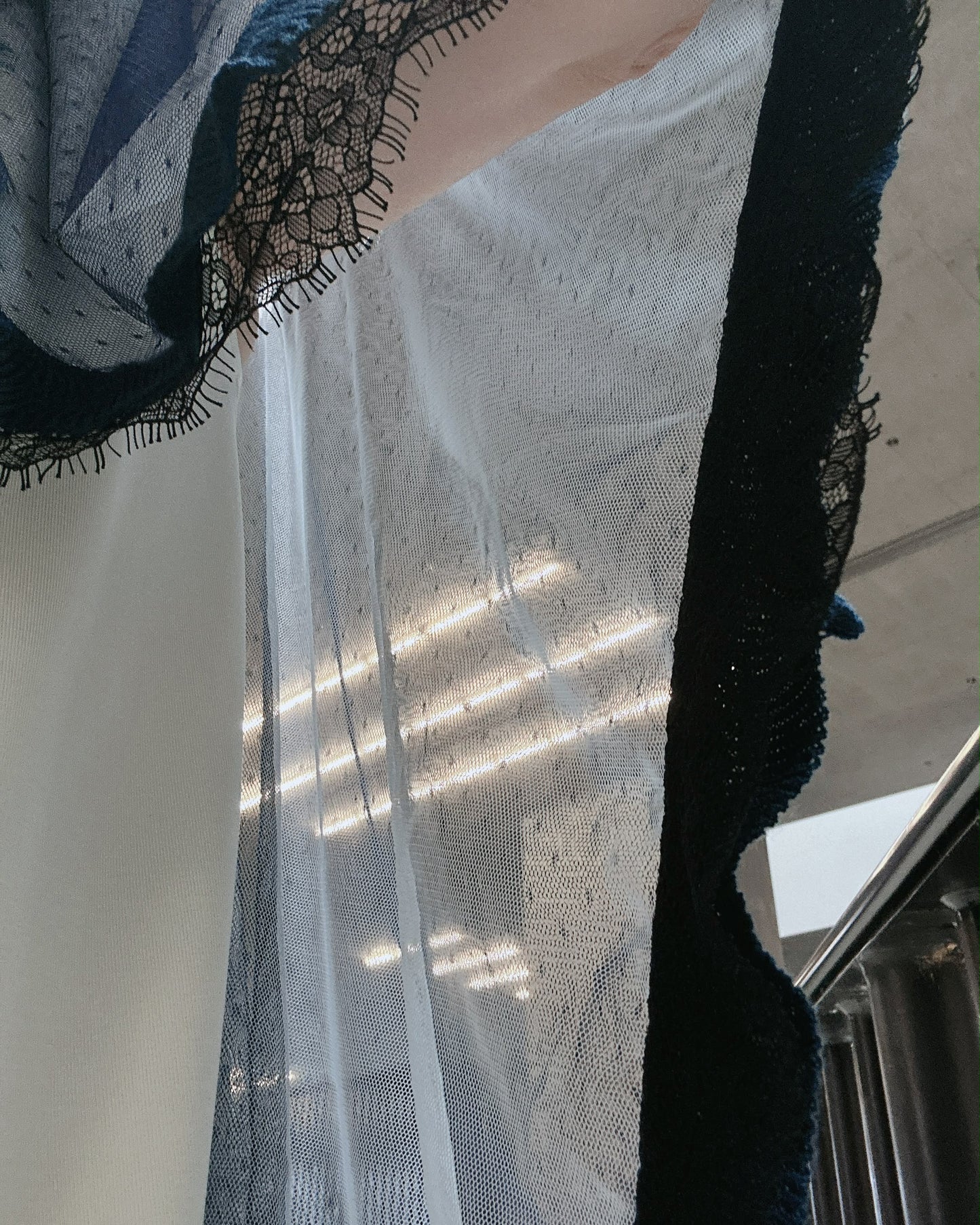 aalis LISI MESH SS26 ruffle hem scarf (Blue Lace)