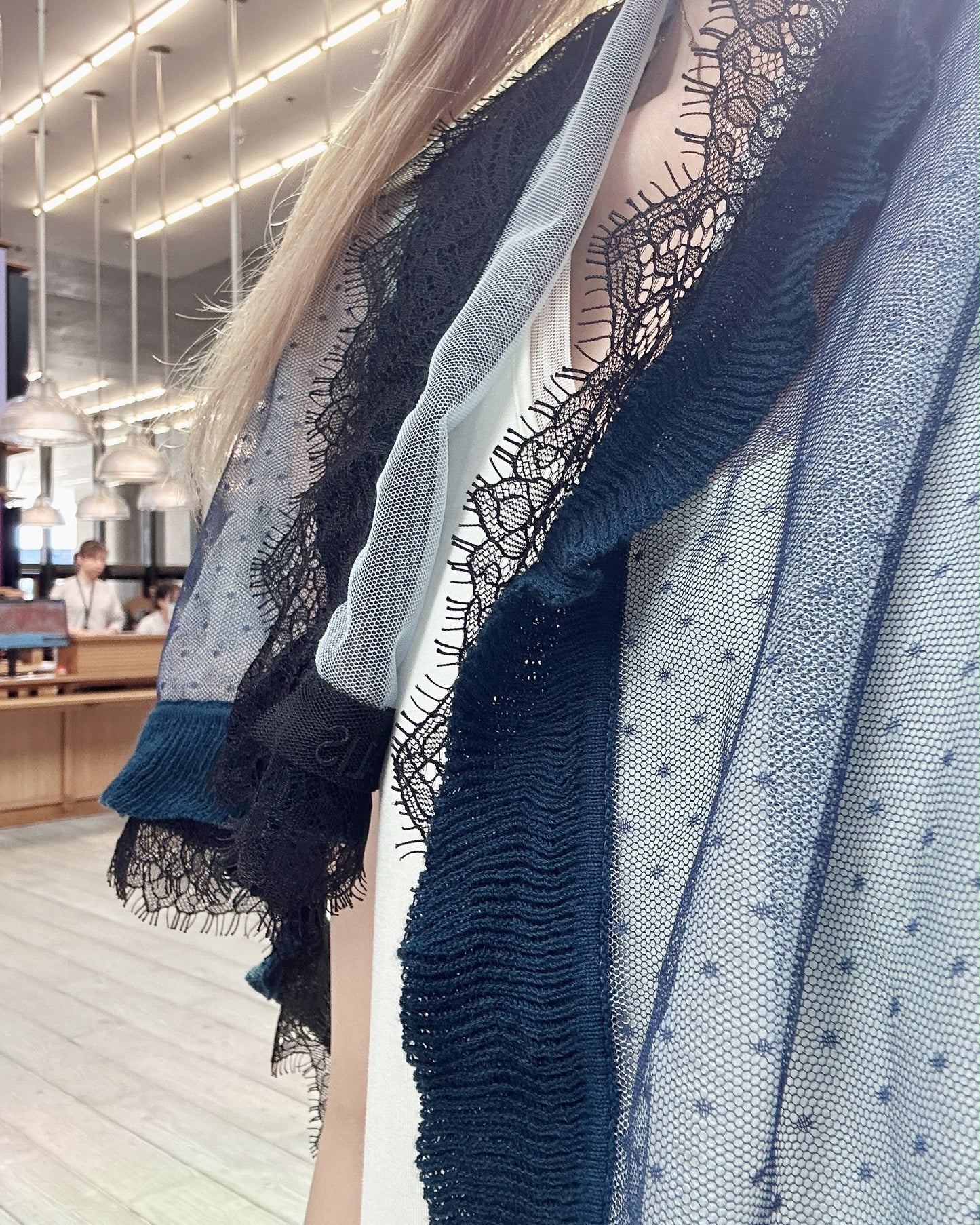 aalis LISI MESH SS26 ruffle hem scarf (Blue Lace)