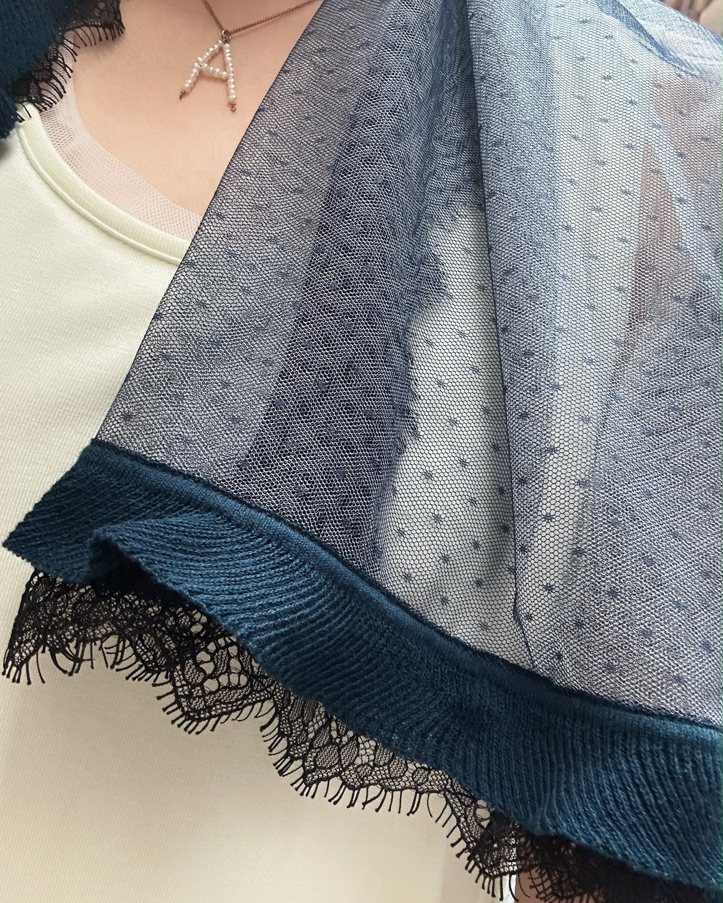 aalis LISI MESH SS26 ruffle hem scarf (Blue Lace)