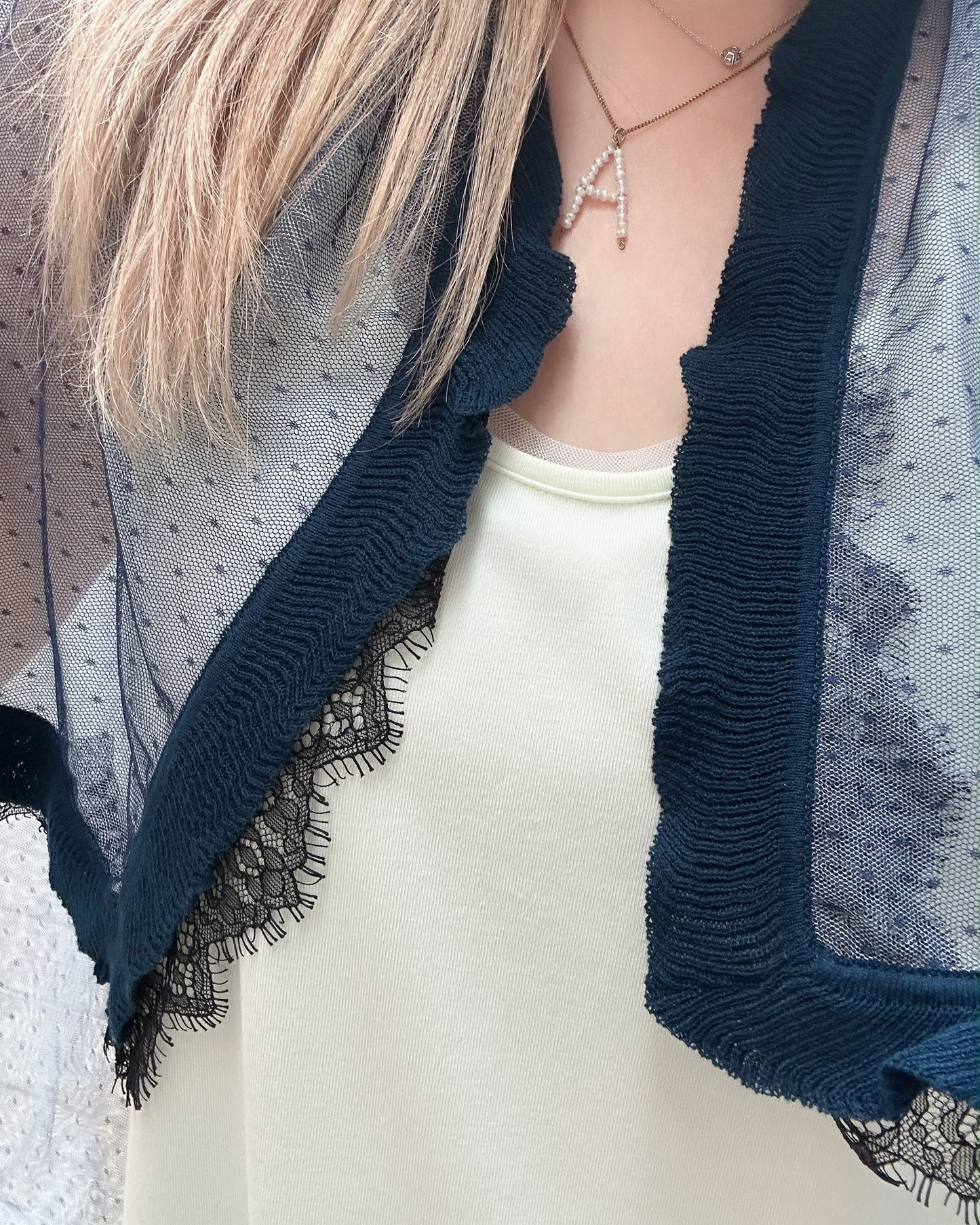 aalis LISI MESH SS26 ruffle hem scarf (Blue Lace)