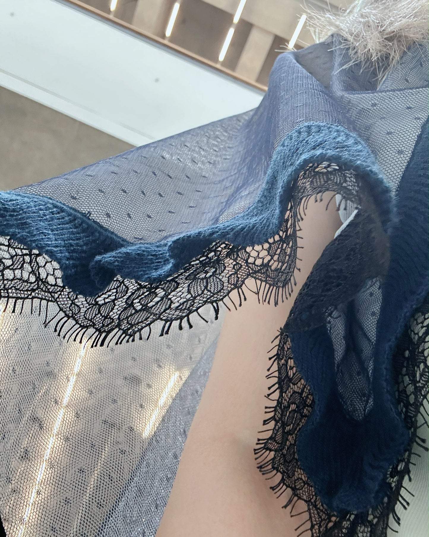 aalis LISI MESH SS26 ruffle hem scarf (Blue Lace)