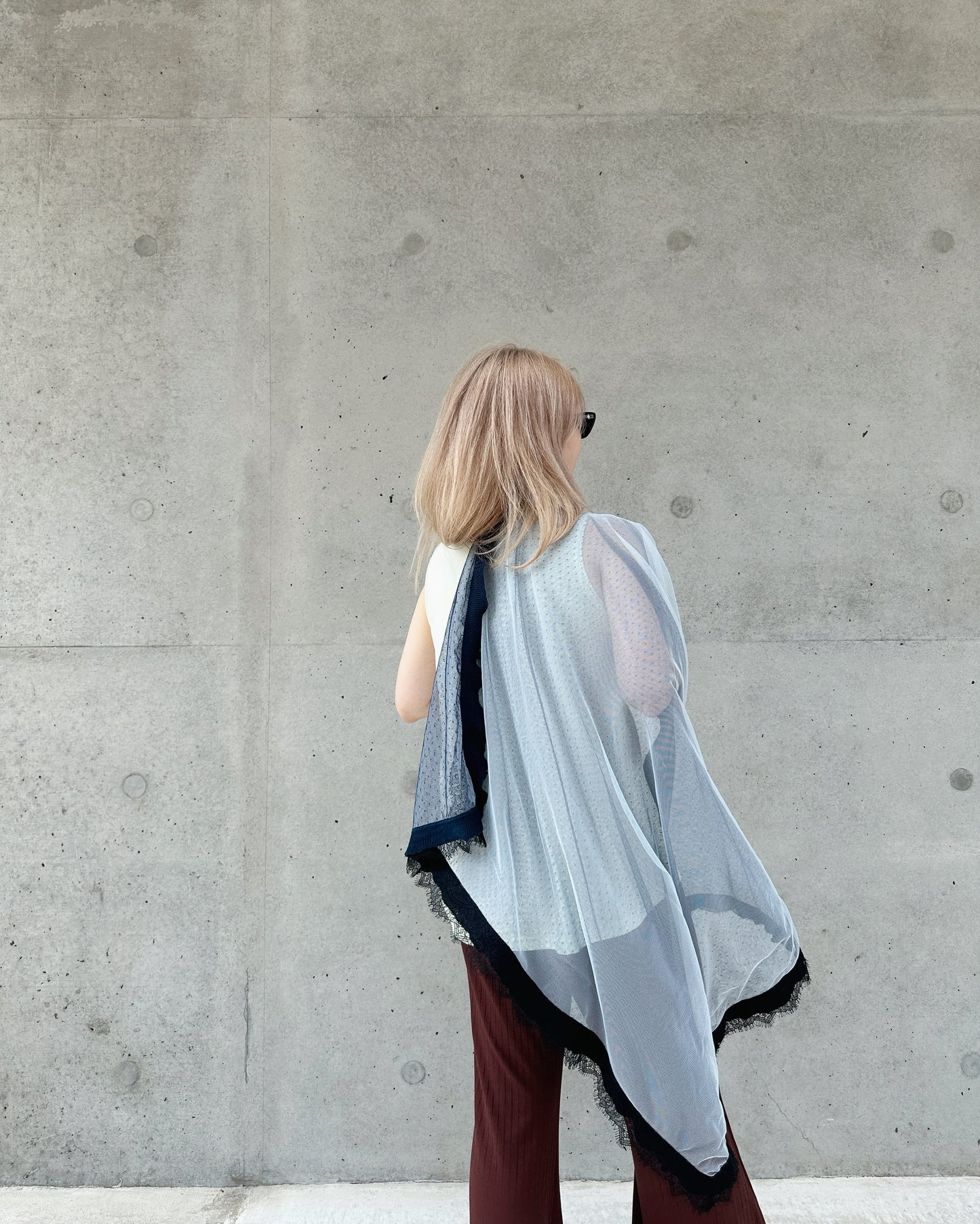 aalis LISI MESH SS26 ruffle hem scarf (Blue Lace)