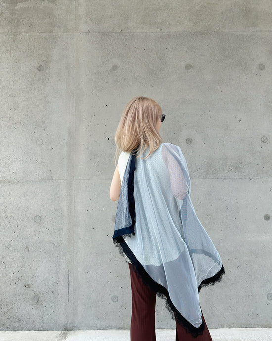 (Pre_order) aalis LISI MESH SS26 ruffle hem scarf (Blue Lace)