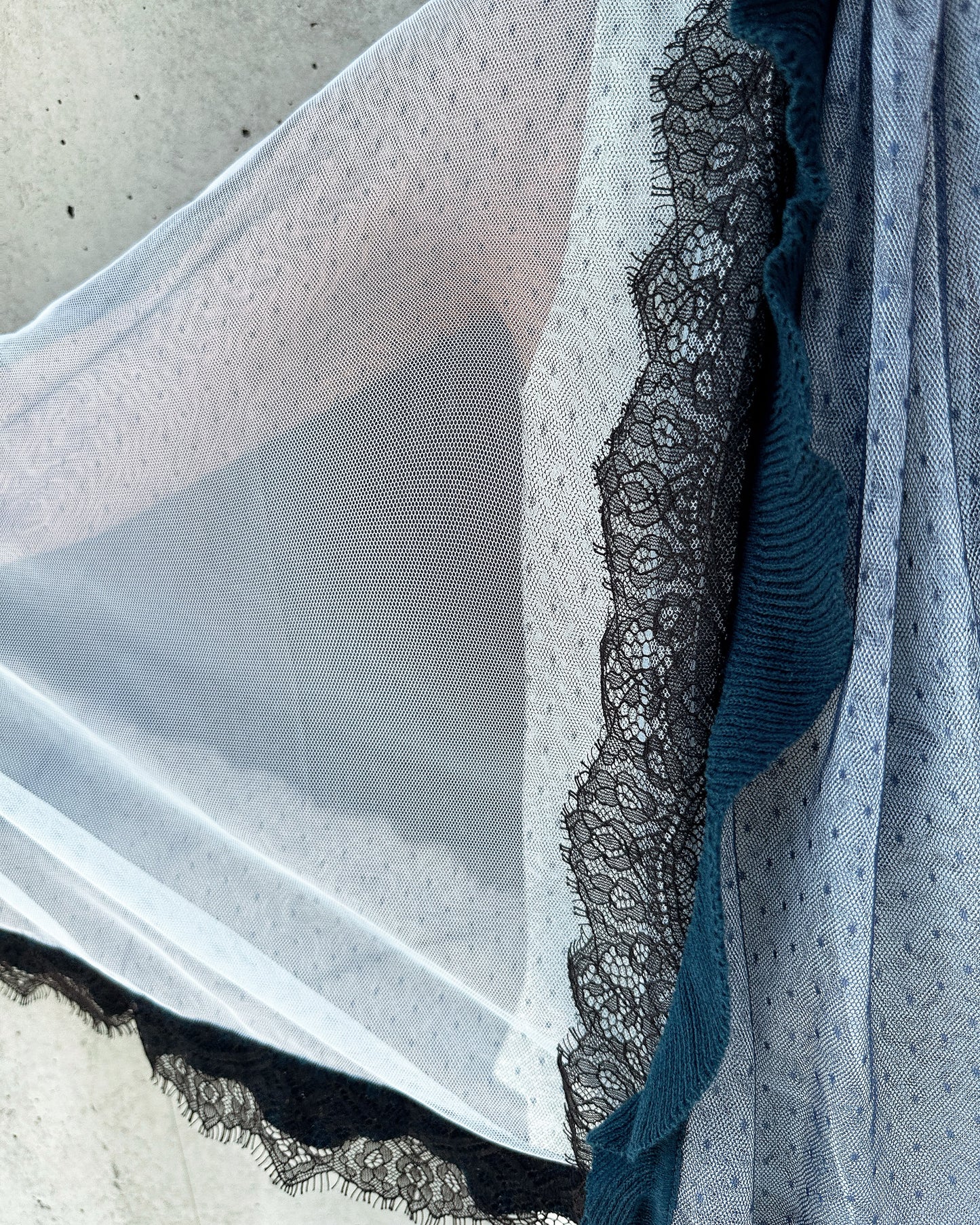 aalis LISI MESH SS26 ruffle hem scarf (Blue Lace)