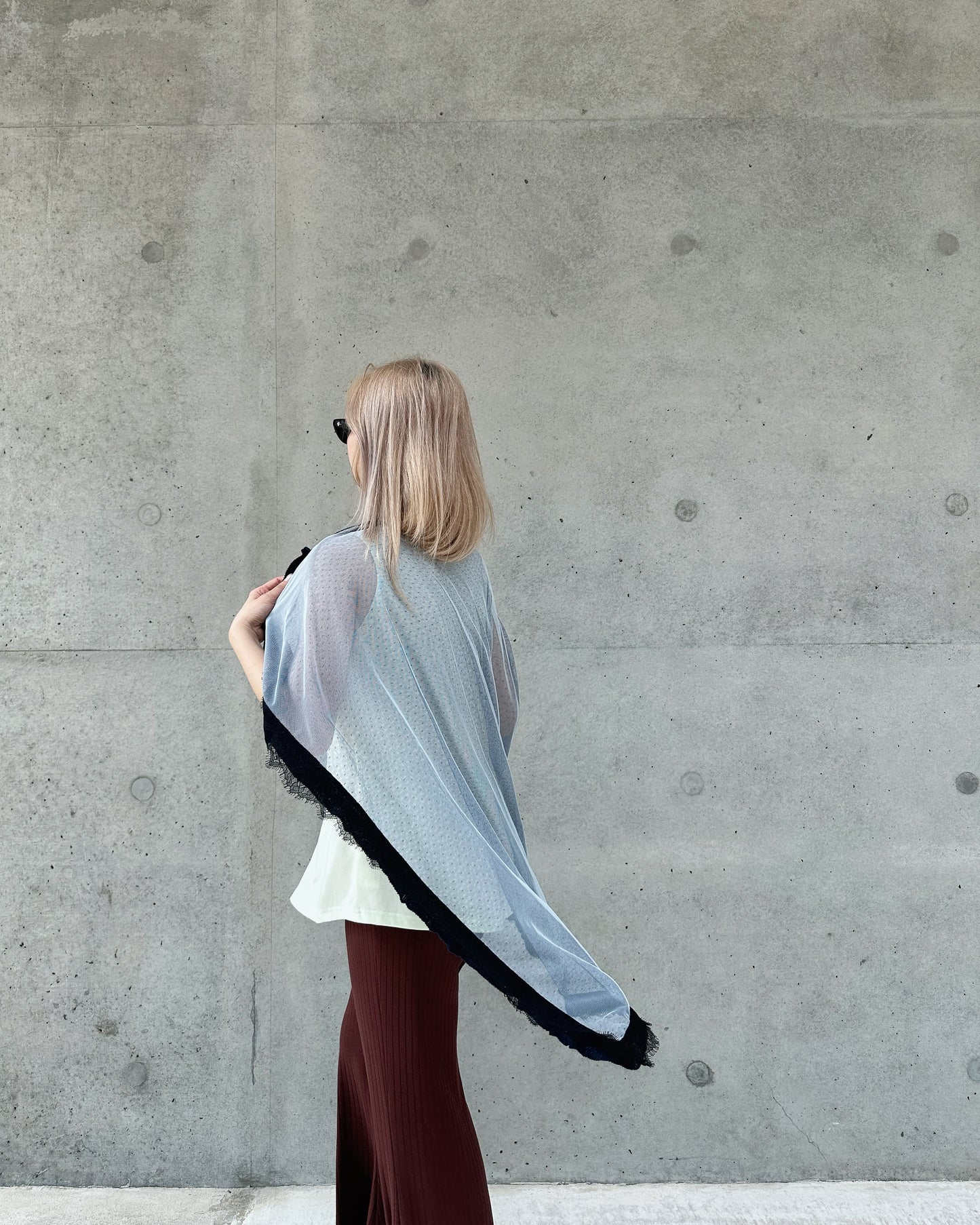 aalis LISI MESH SS26 ruffle hem scarf (Blue Lace)