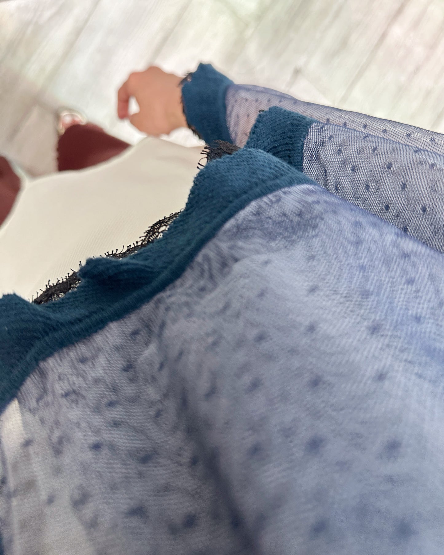 aalis LISI MESH SS26 ruffle hem scarf (Blue Lace)