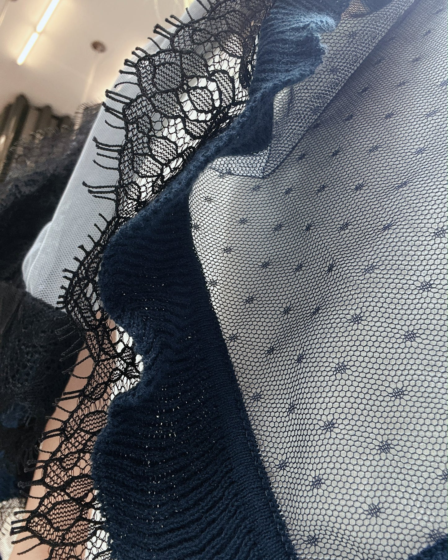 aalis LISI MESH SS26 ruffle hem scarf (Blue Lace)