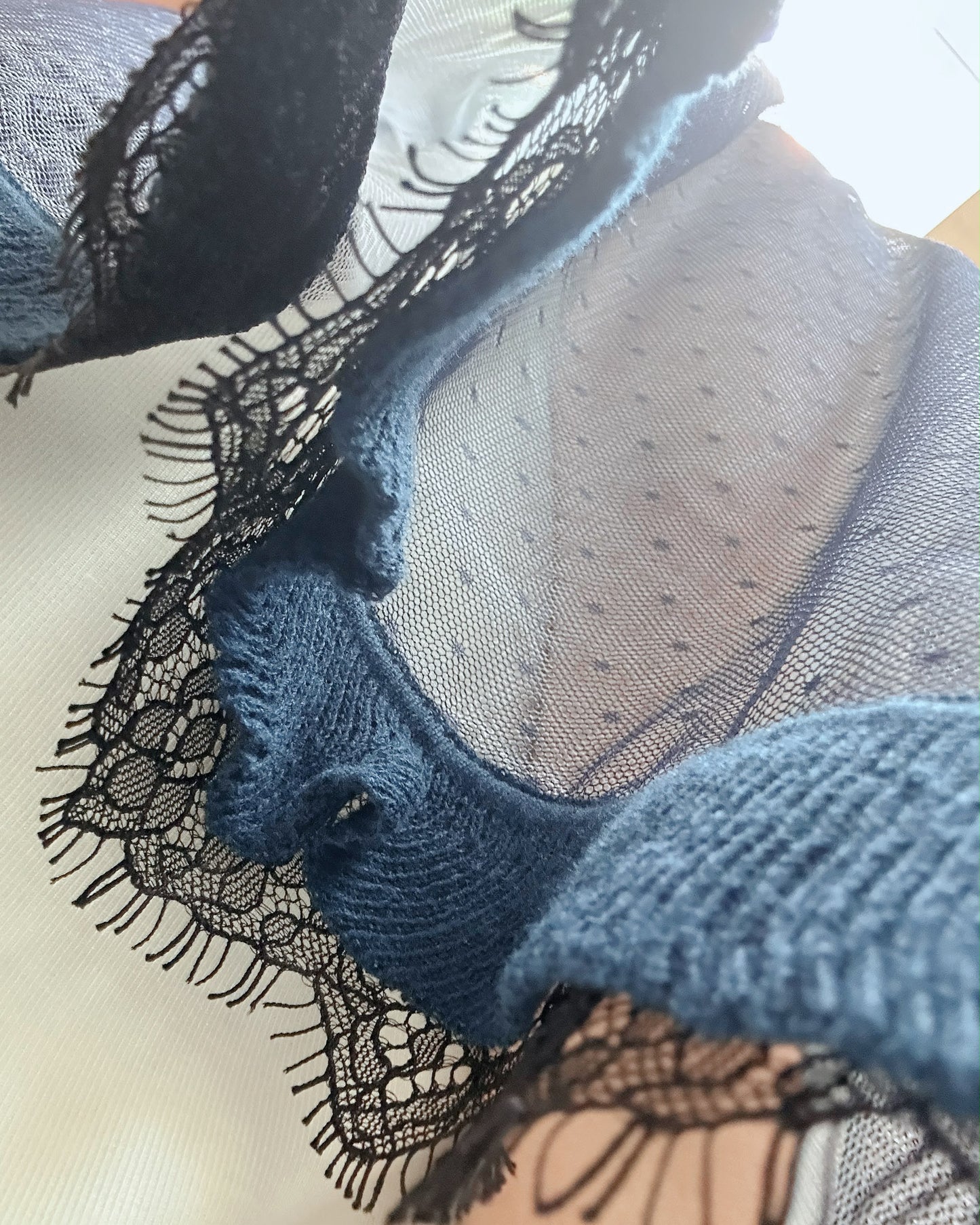 aalis LISI MESH SS26 ruffle hem scarf (Blue Lace)
