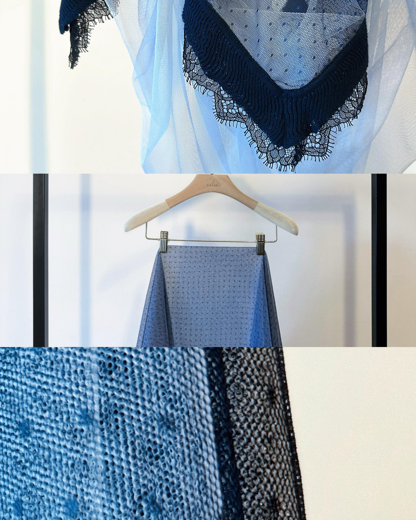 aalis LISI MESH SS26 ruffle hem scarf (Blue Lace)