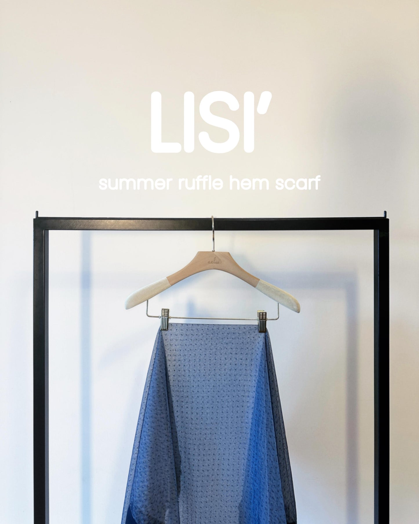 aalis LISI MESH SS26 ruffle hem scarf (Blue Lace)