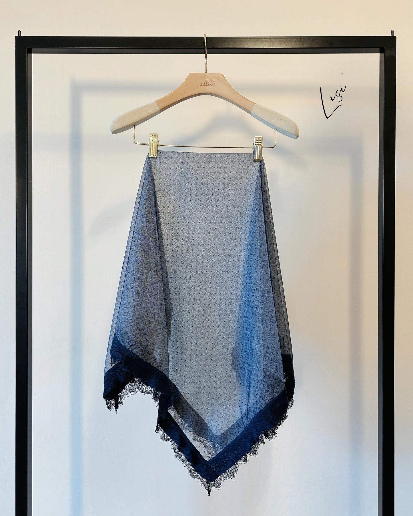 aalis LISI MESH SS26 ruffle hem scarf (Blue Lace)