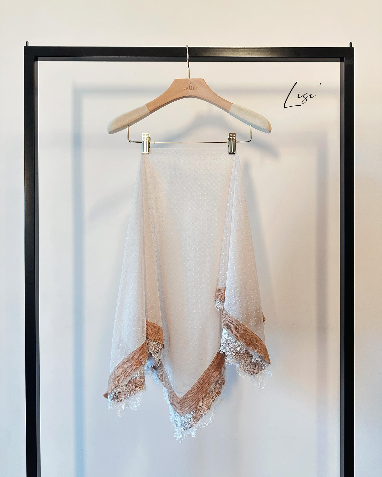aalis LISI MESH SS26 ruffle hem scarf (White Lace)