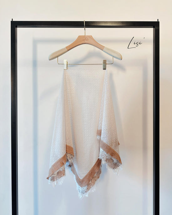 (Pre-order) aalis LISI MESH SS26 ruffle hem scarf (White Lace)