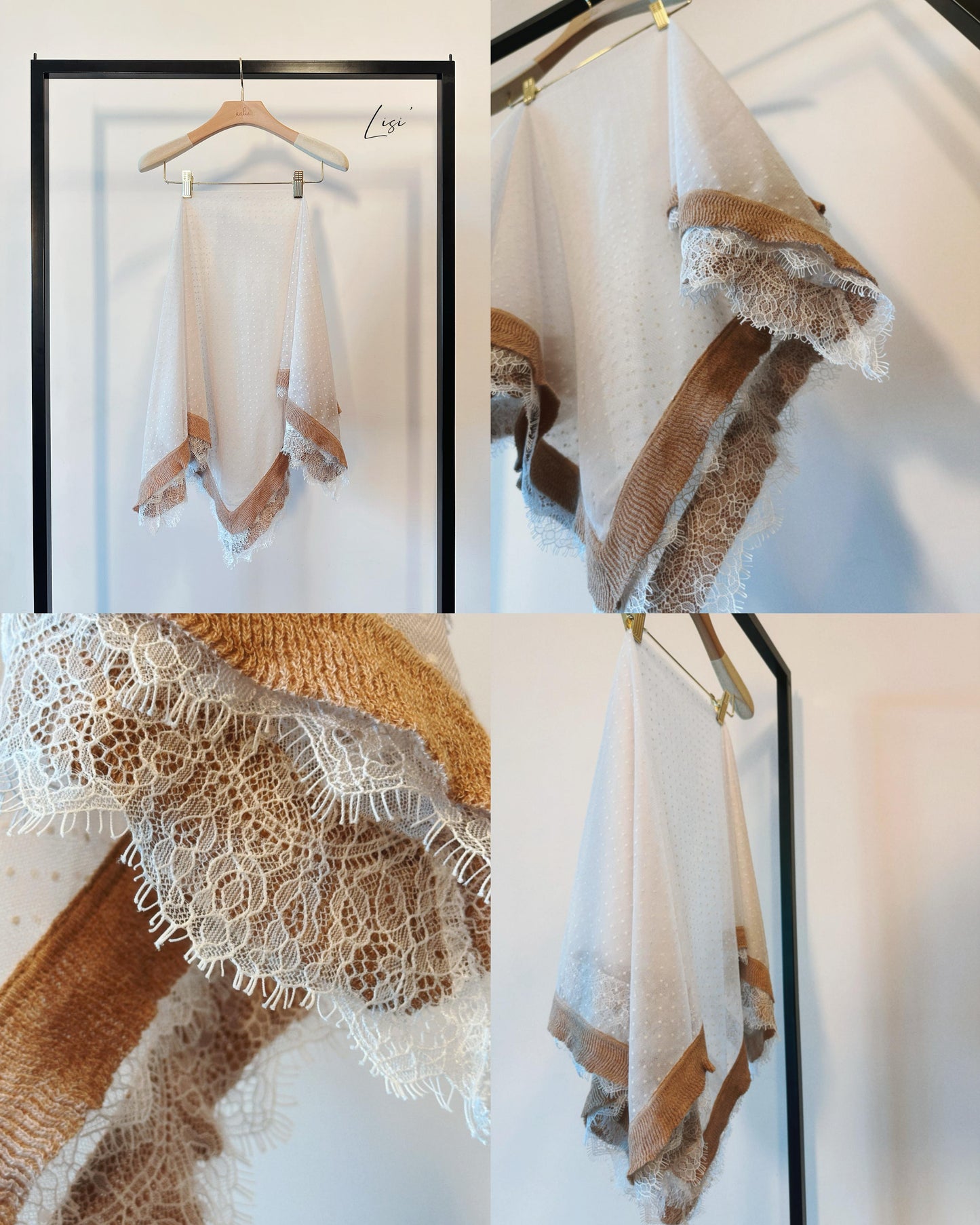 aalis LISI MESH SS26 ruffle hem scarf (White Lace)