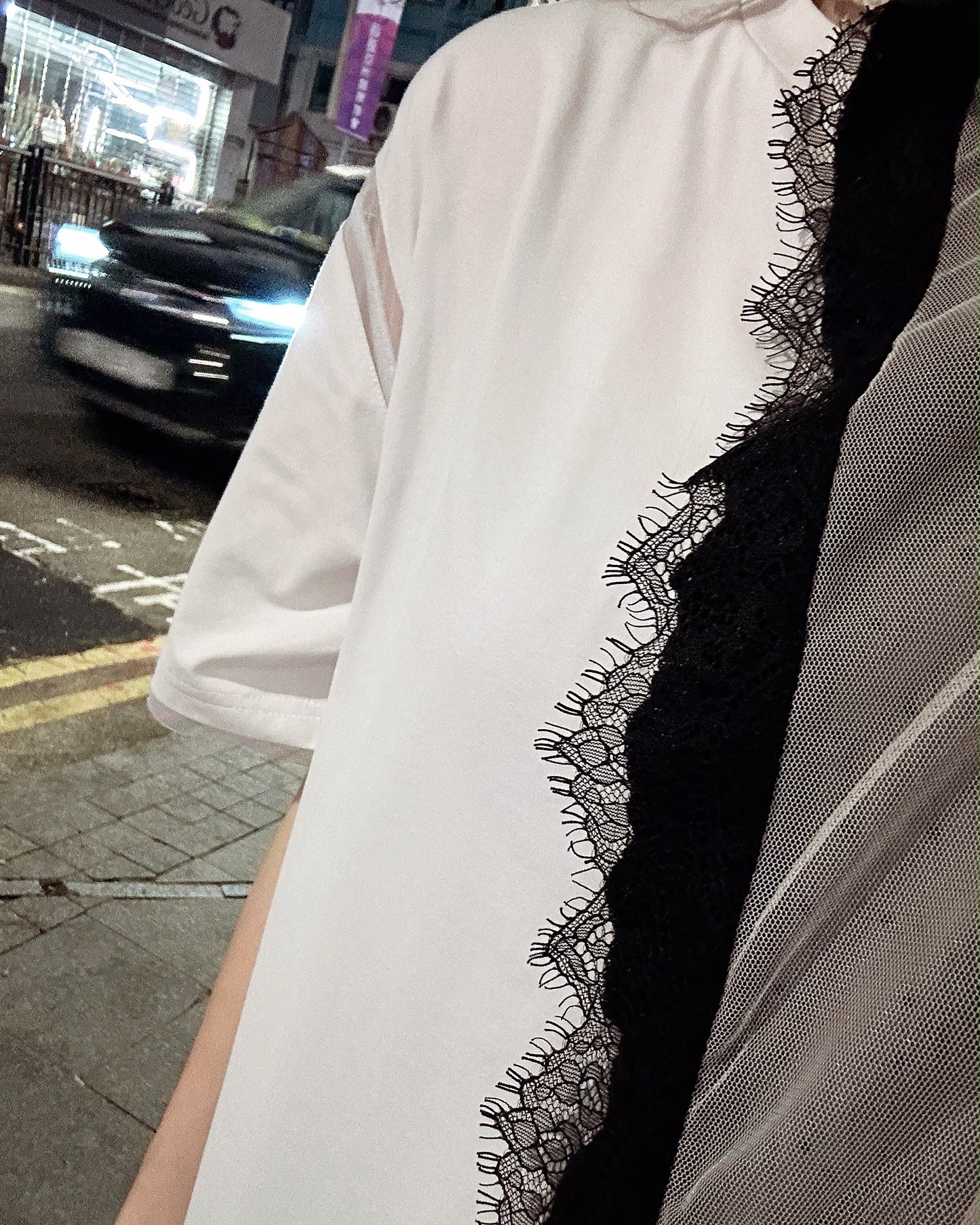 aalis OCKEY mesh trim relaxed tee (Light Grey)