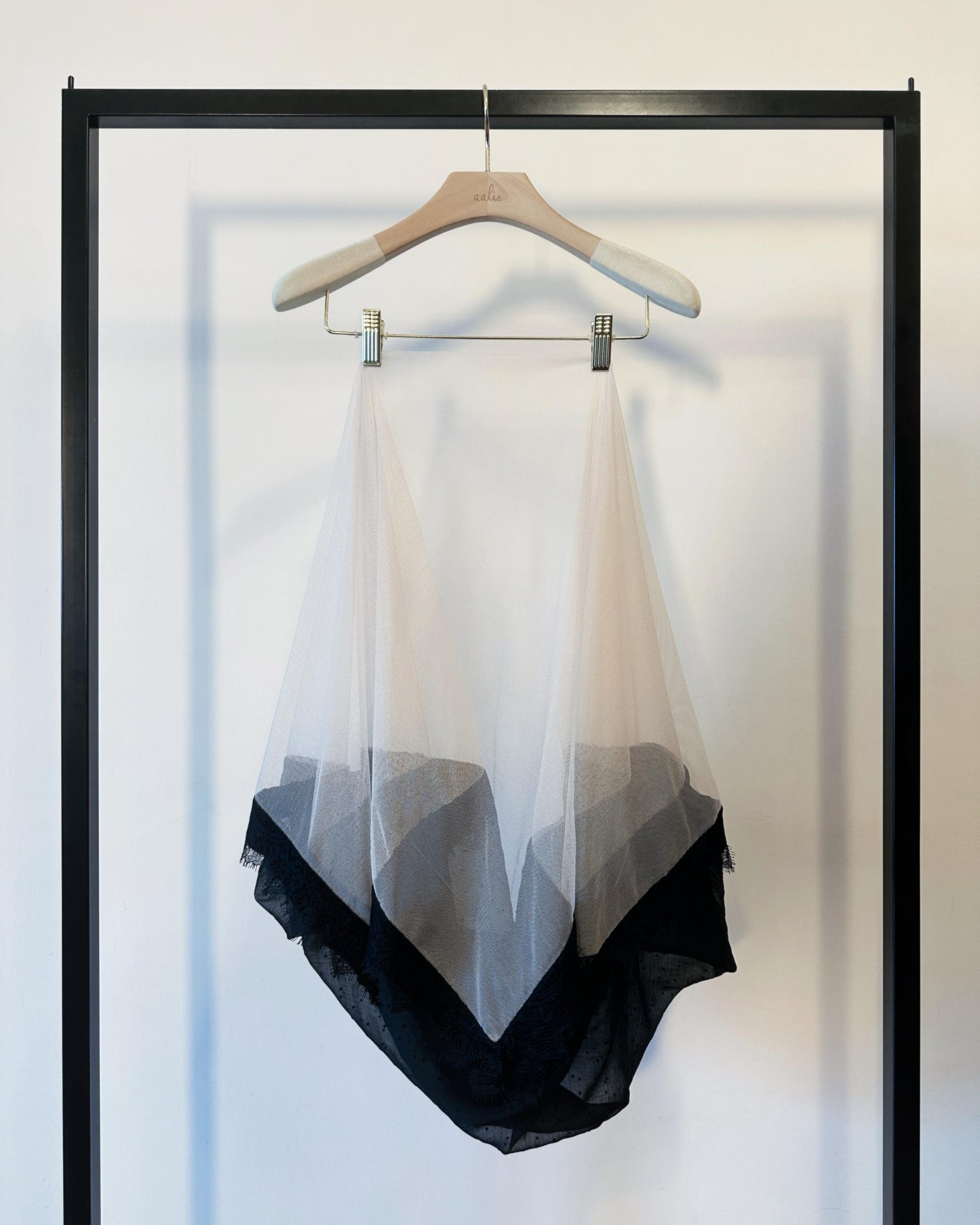 aalis LISI MESH SS26 ruffle hem scarf (Black Dot)