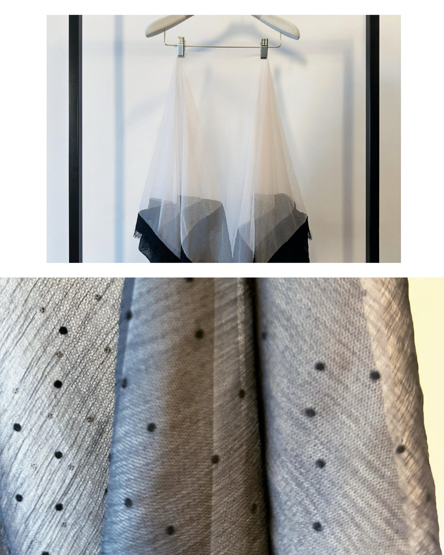 aalis LISI MESH SS26 ruffle hem scarf (Black Dot)