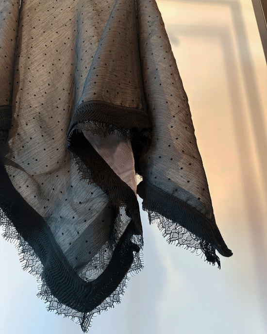 aalis LISI MESH SS26 ruffle hem scarf (Black Dot)