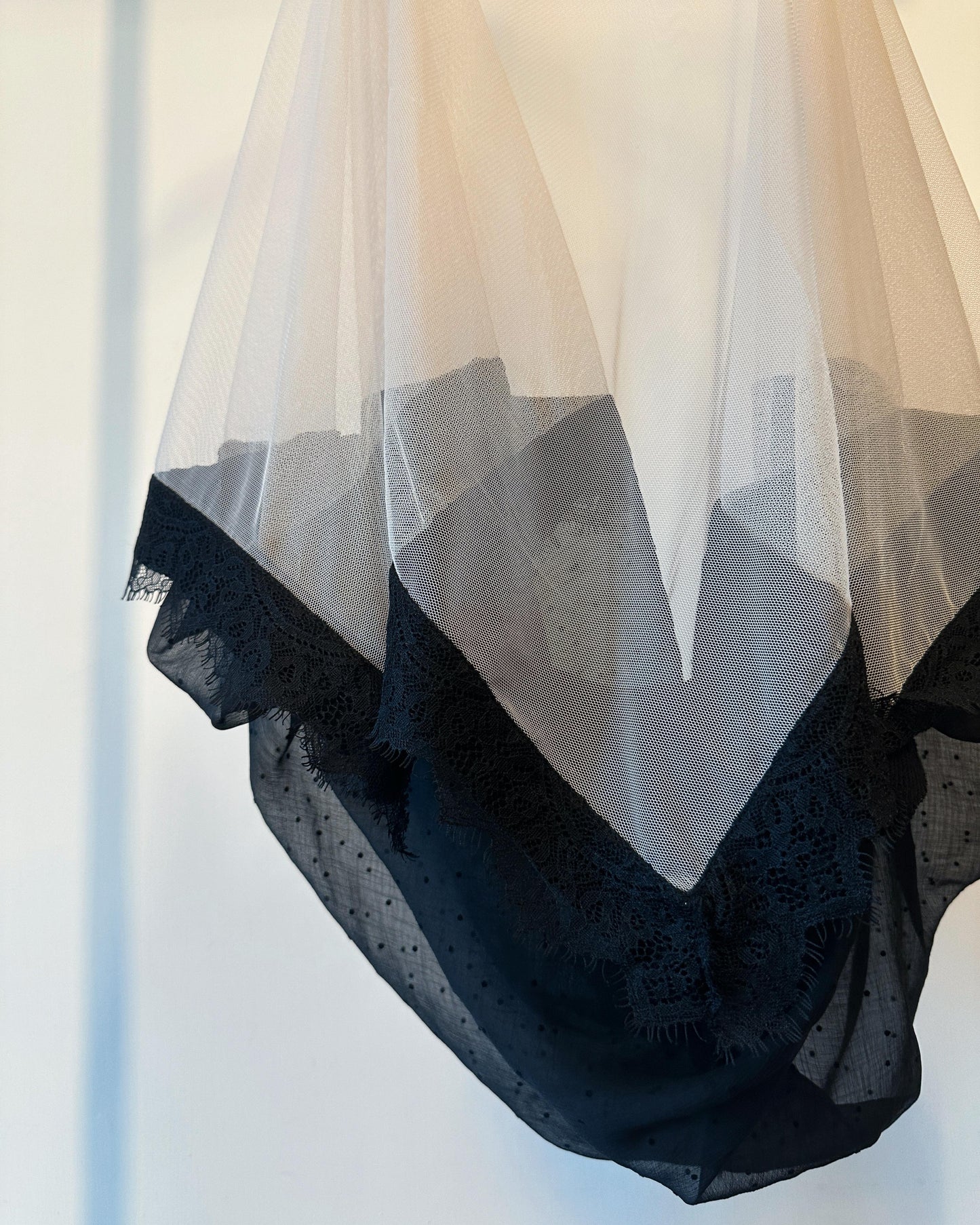 aalis LISI MESH SS26 ruffle hem scarf (Black Dot)