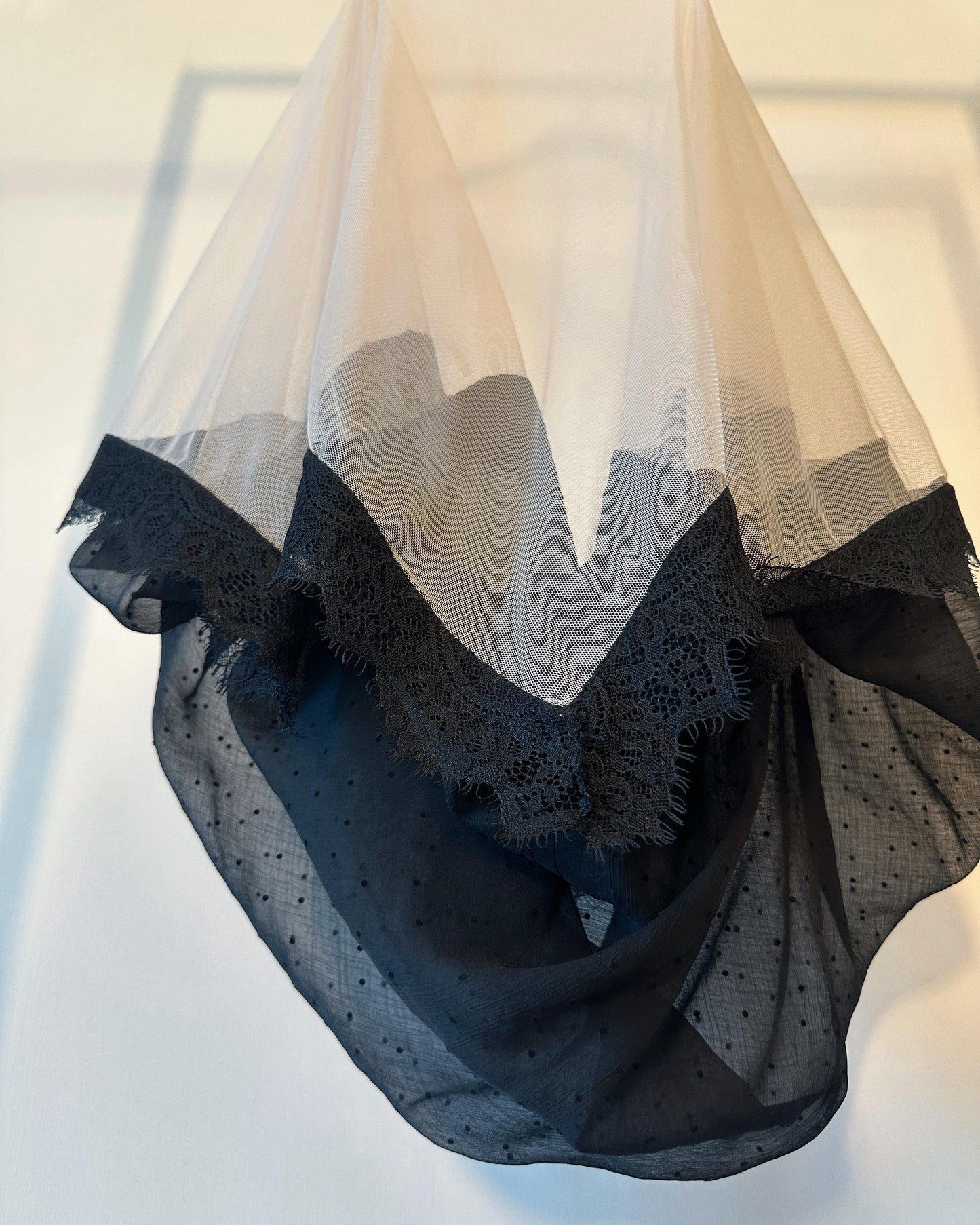 aalis LISI MESH SS26 ruffle hem scarf (Black Dot)