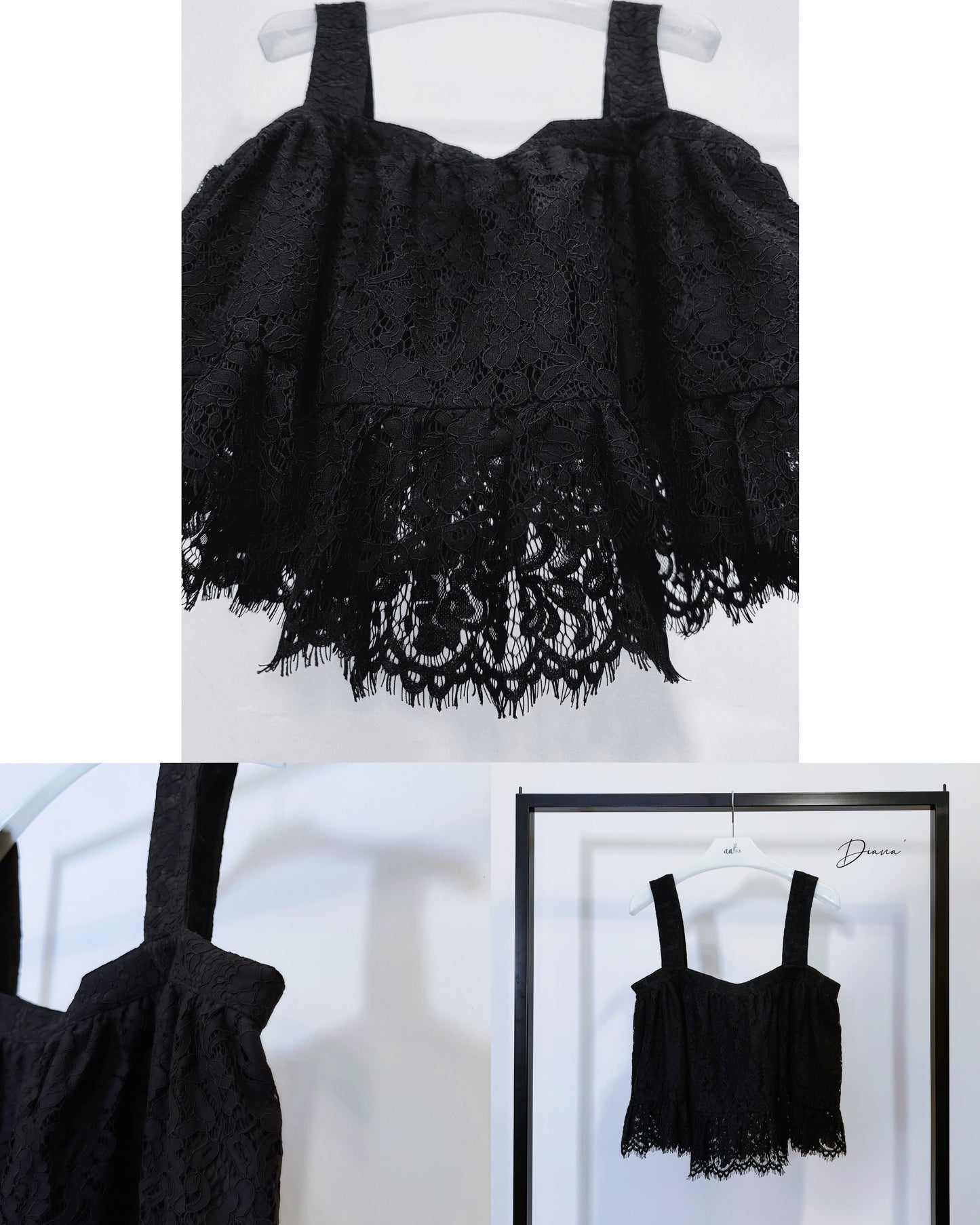 aalis DIANA SS26 cropped lace tank (Black)