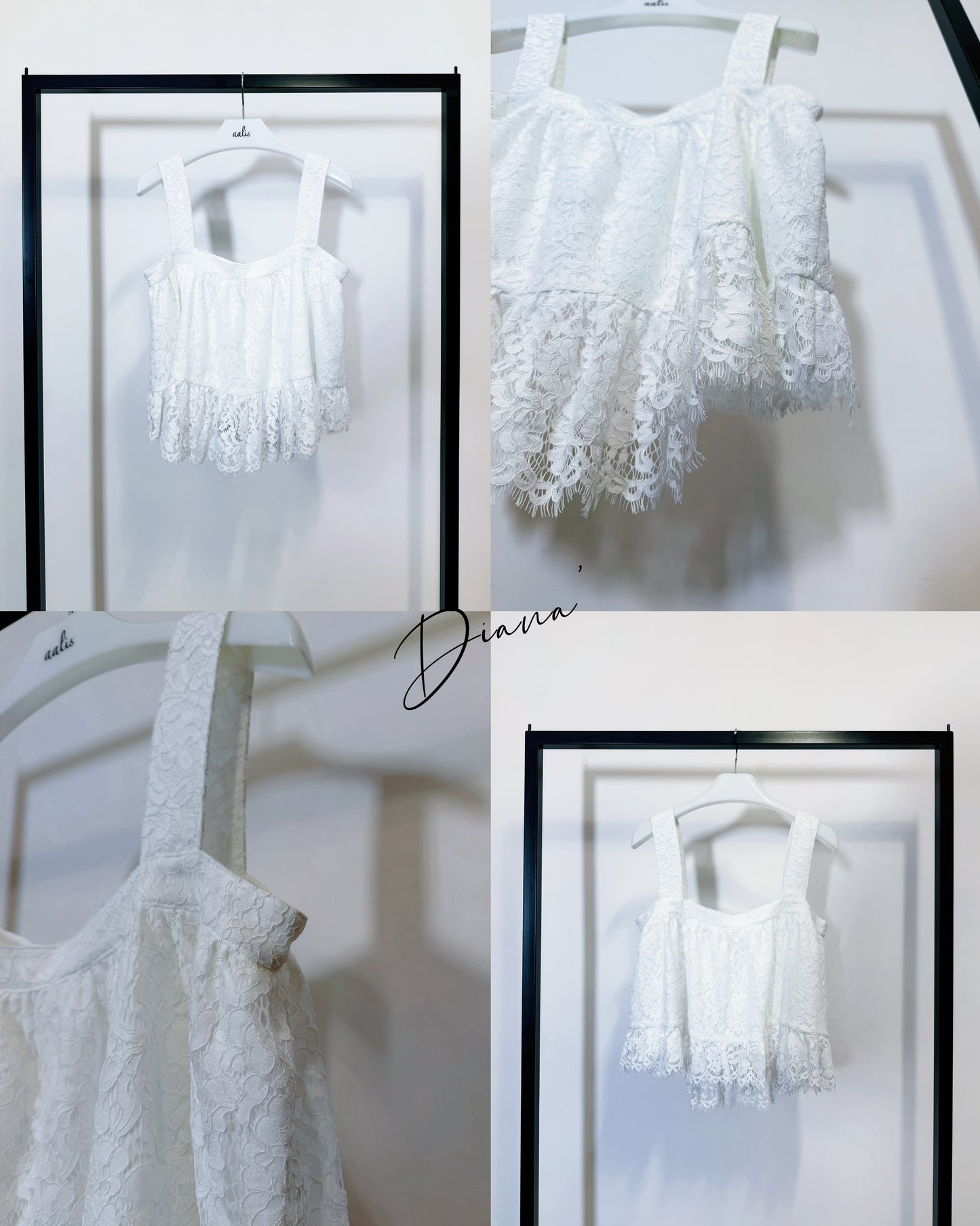 aalis DIANA SS26 cropped lace tank (White)
