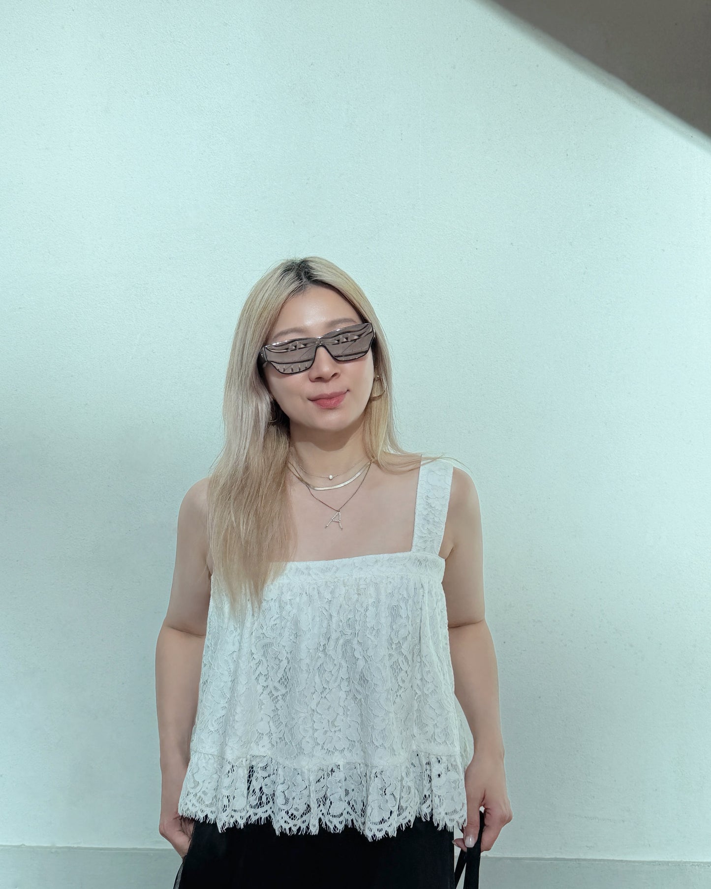 aalis DIANA SS26 cropped lace tank (White)