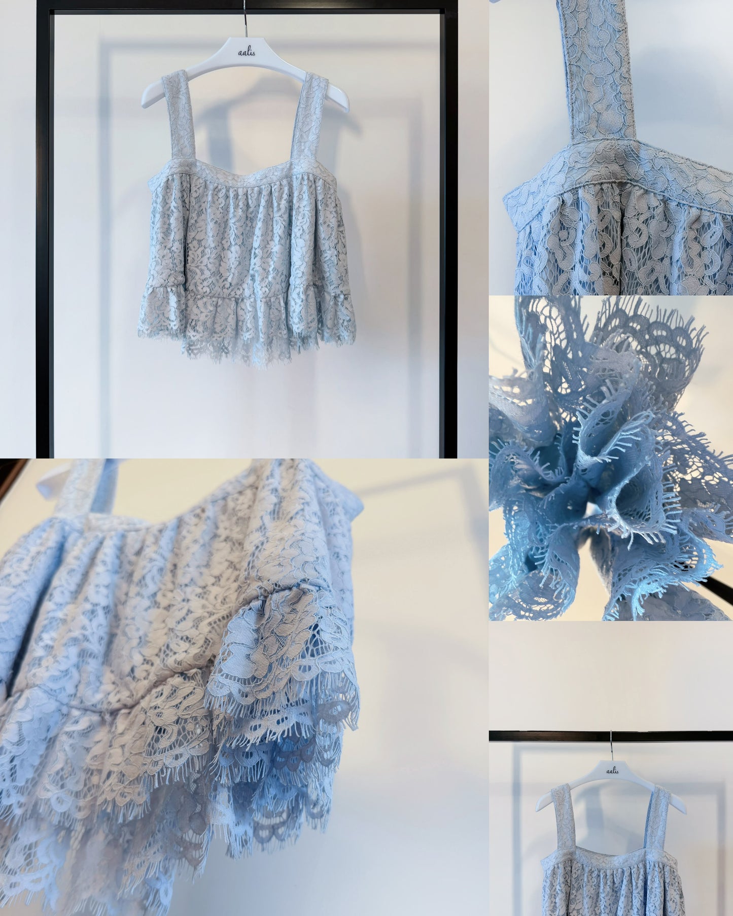 aalis DIANA SS26 cropped lace tank (Blue)