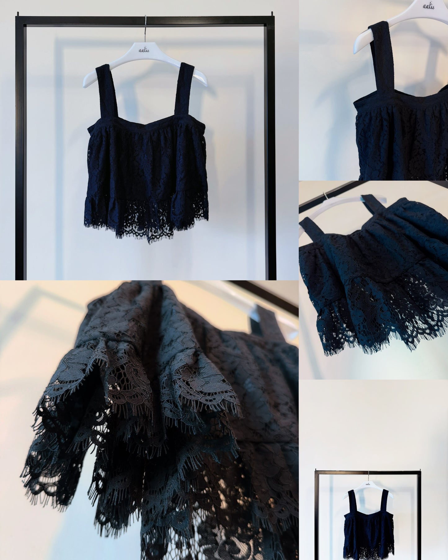 aalis DIANA SS26 cropped lace tank (Navy)