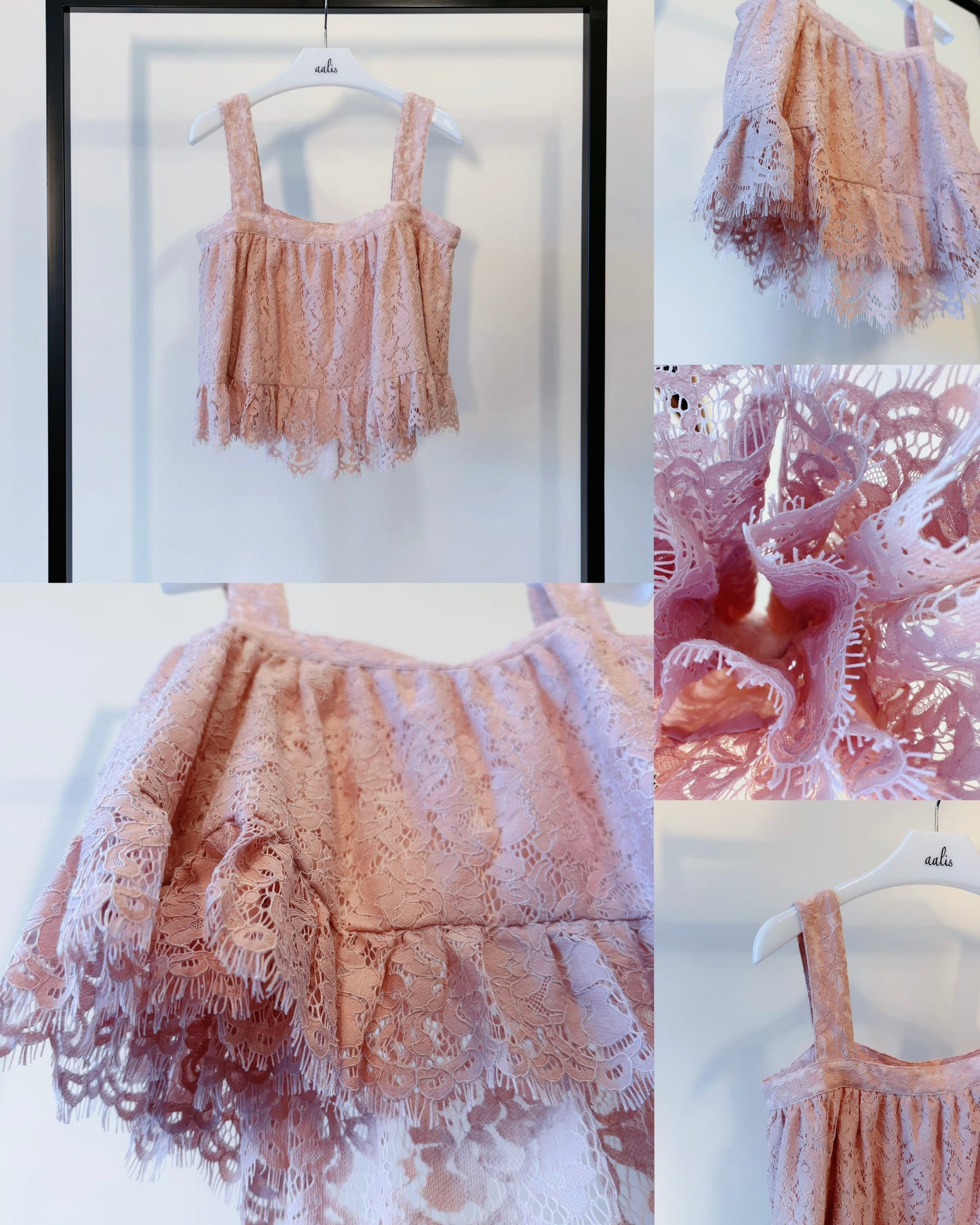 aalis DIANA SS26 cropped lace tank (Pink)